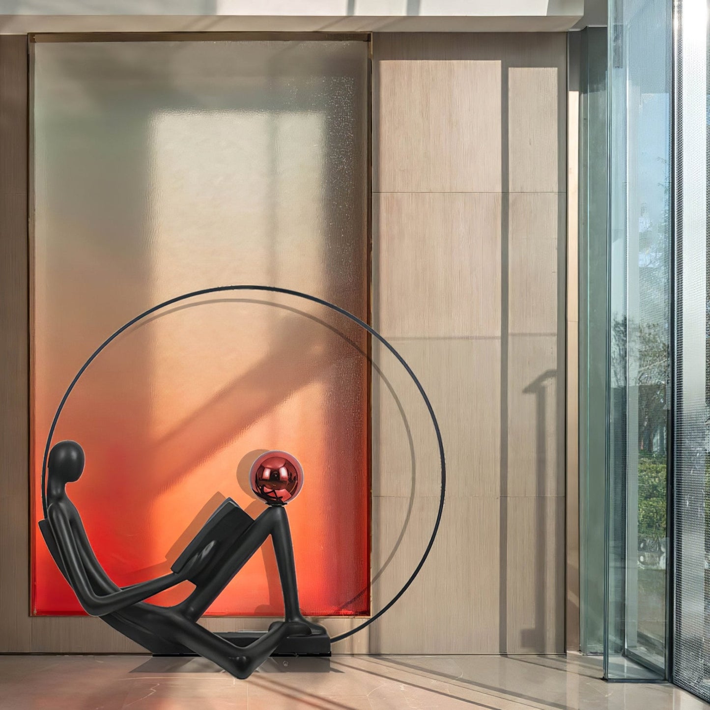 Reader Sculpture Floor Lamp with LED Light - Black Design
