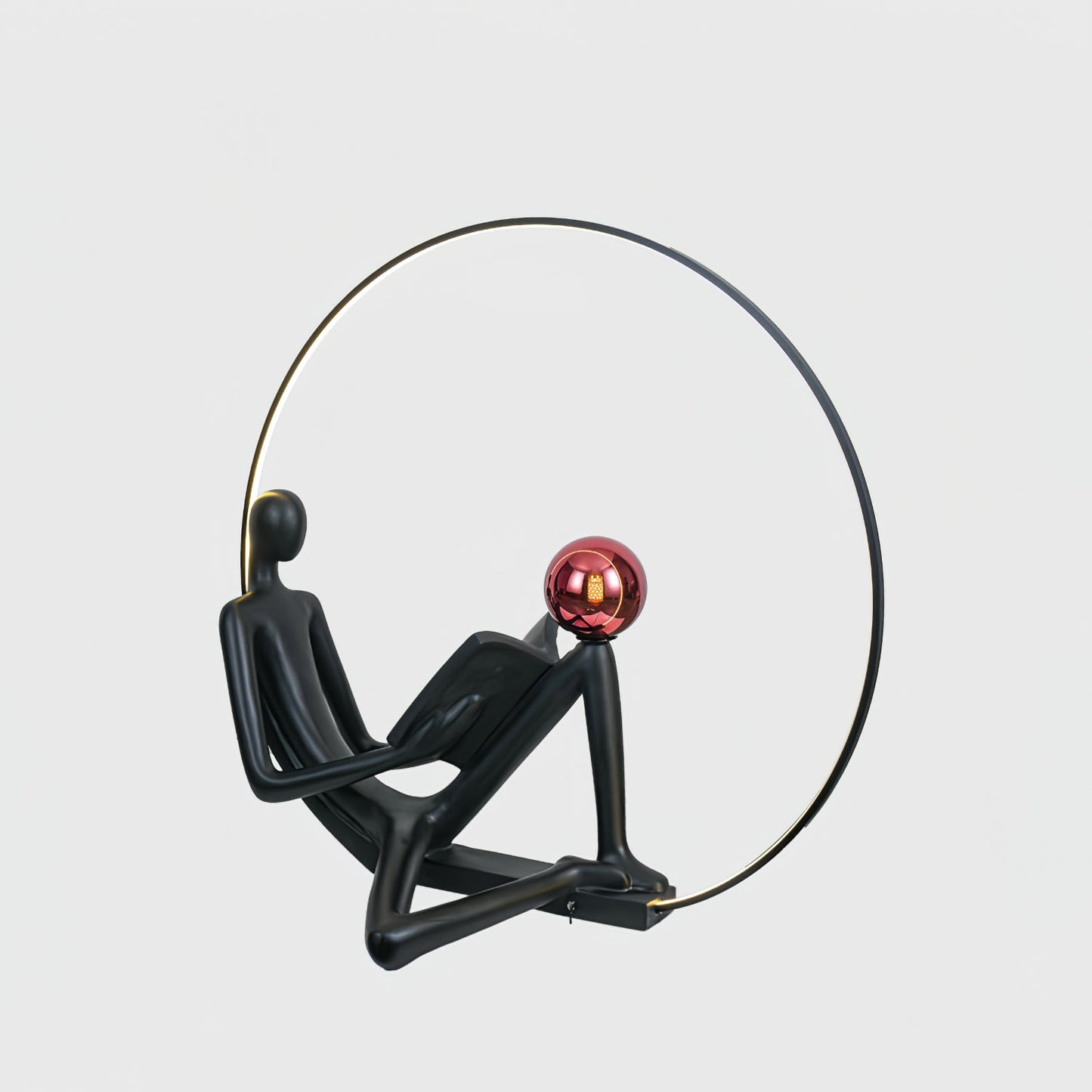 Reader Sculpture Floor Lamp with LED Light - Black Design