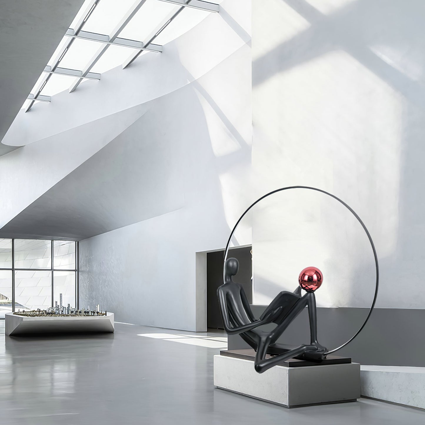 Reader Sculpture Floor Lamp with LED Light - Black Design