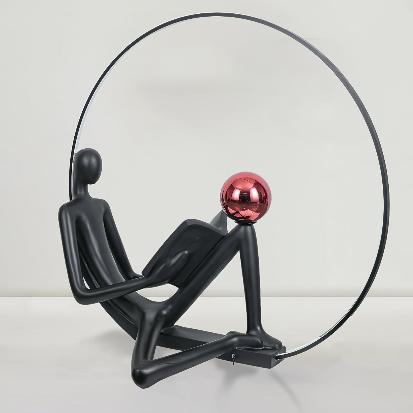 Reader Sculpture Floor Lamp with LED Light - Black Design