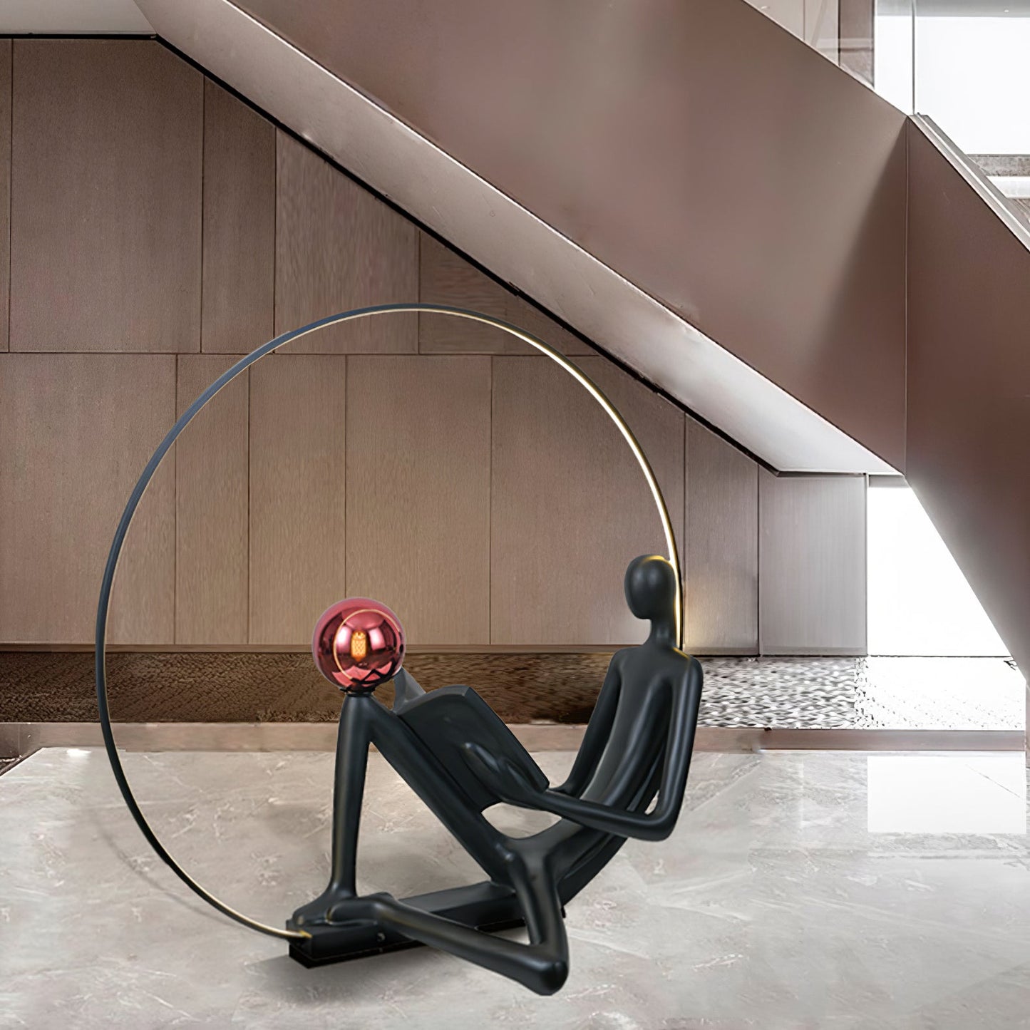 Reader Sculpture Floor Lamp with LED Light - Black Design