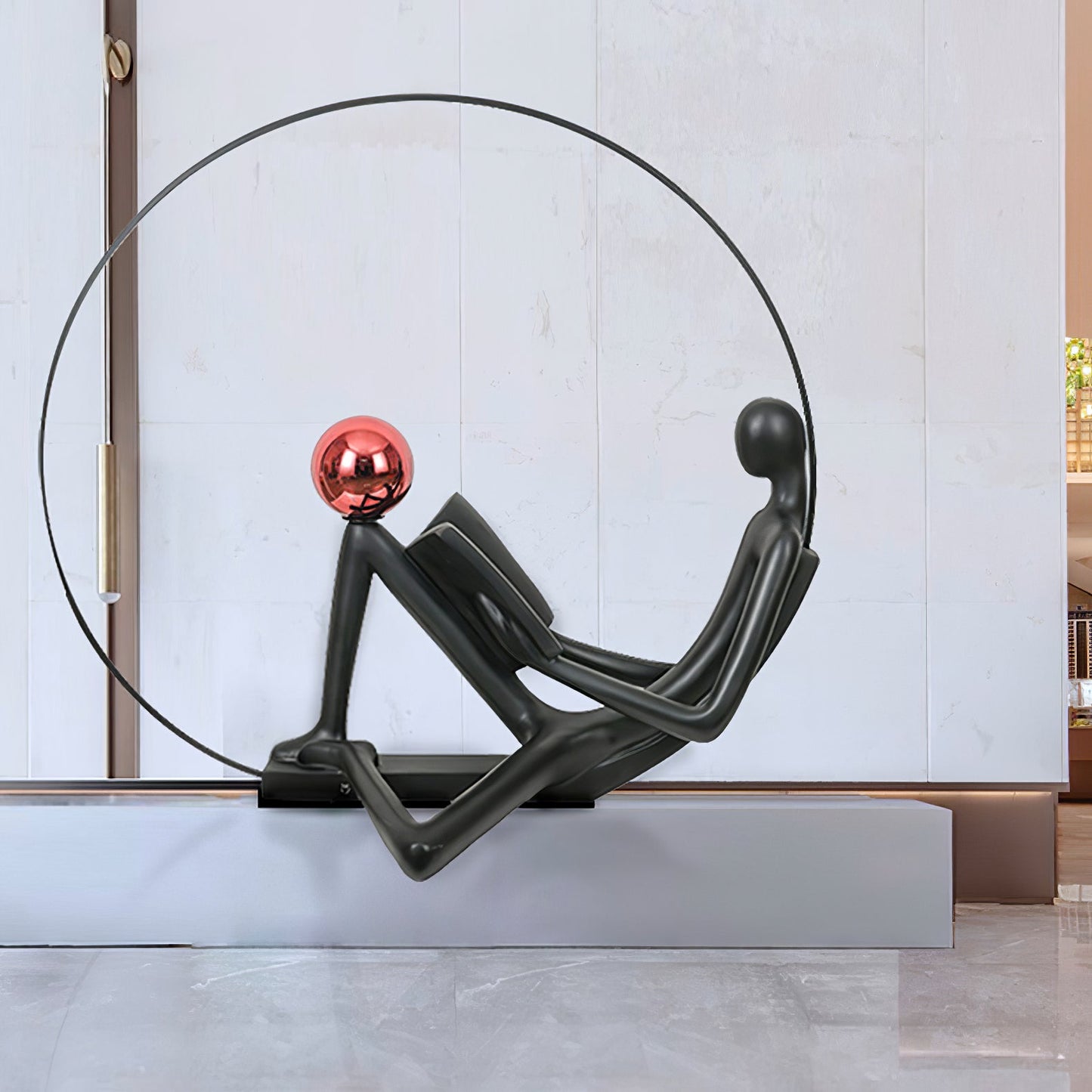 Reader Sculpture Floor Lamp with LED Light - Black Design