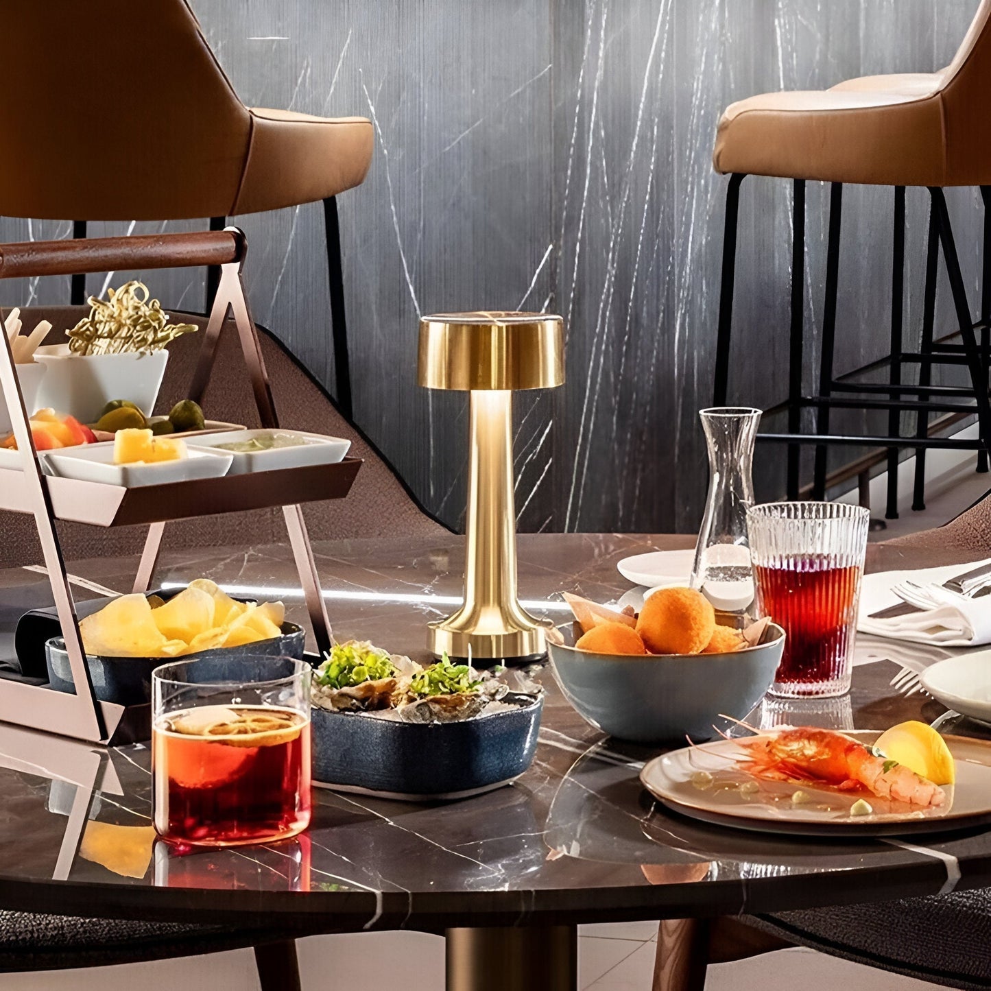 RetroLight - Stylish LED Restaurant Table Lamp with USB Charger