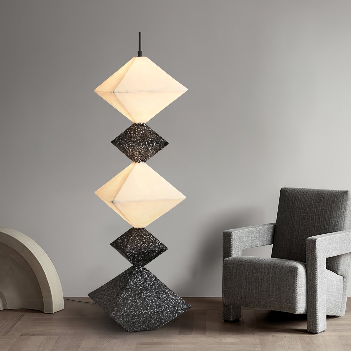 Rhombus Cube Floor Lamp with LED Light, Dimmable, Indoor