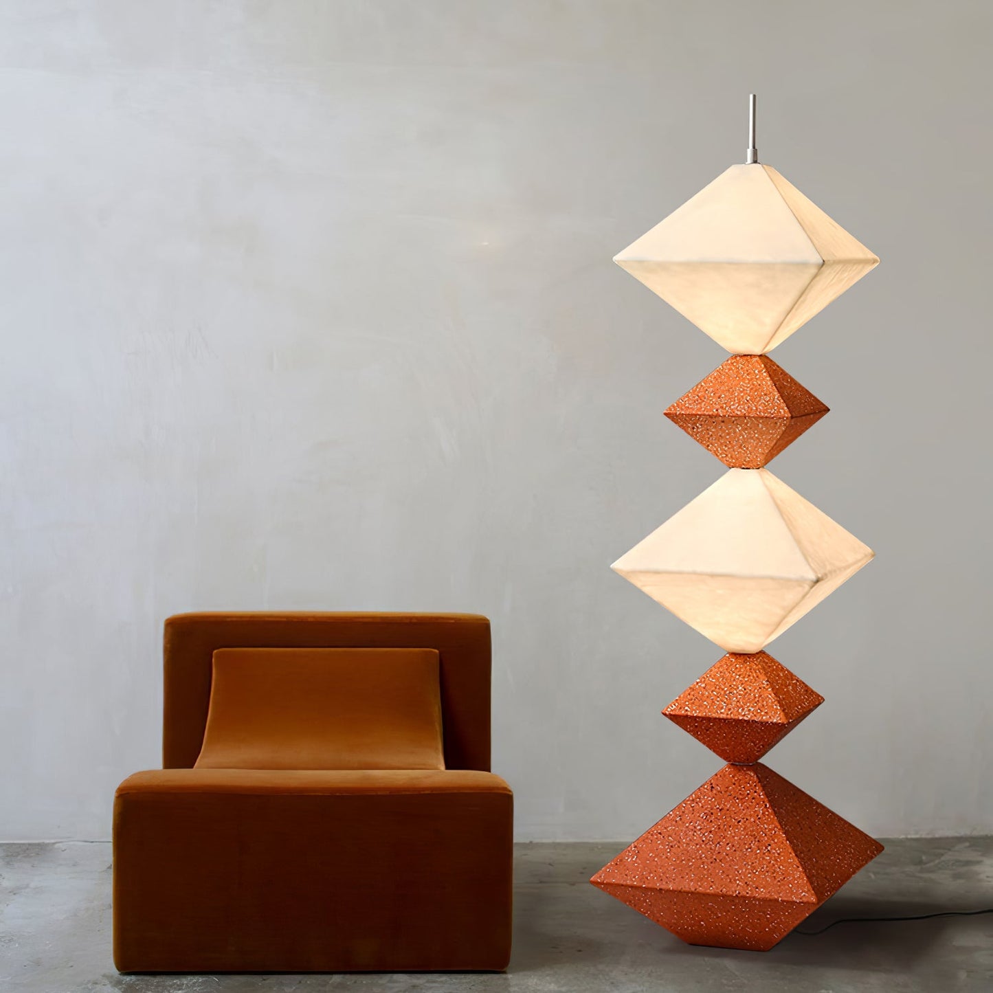 Rhombus Cube Floor Lamp with LED Light, Dimmable, Indoor