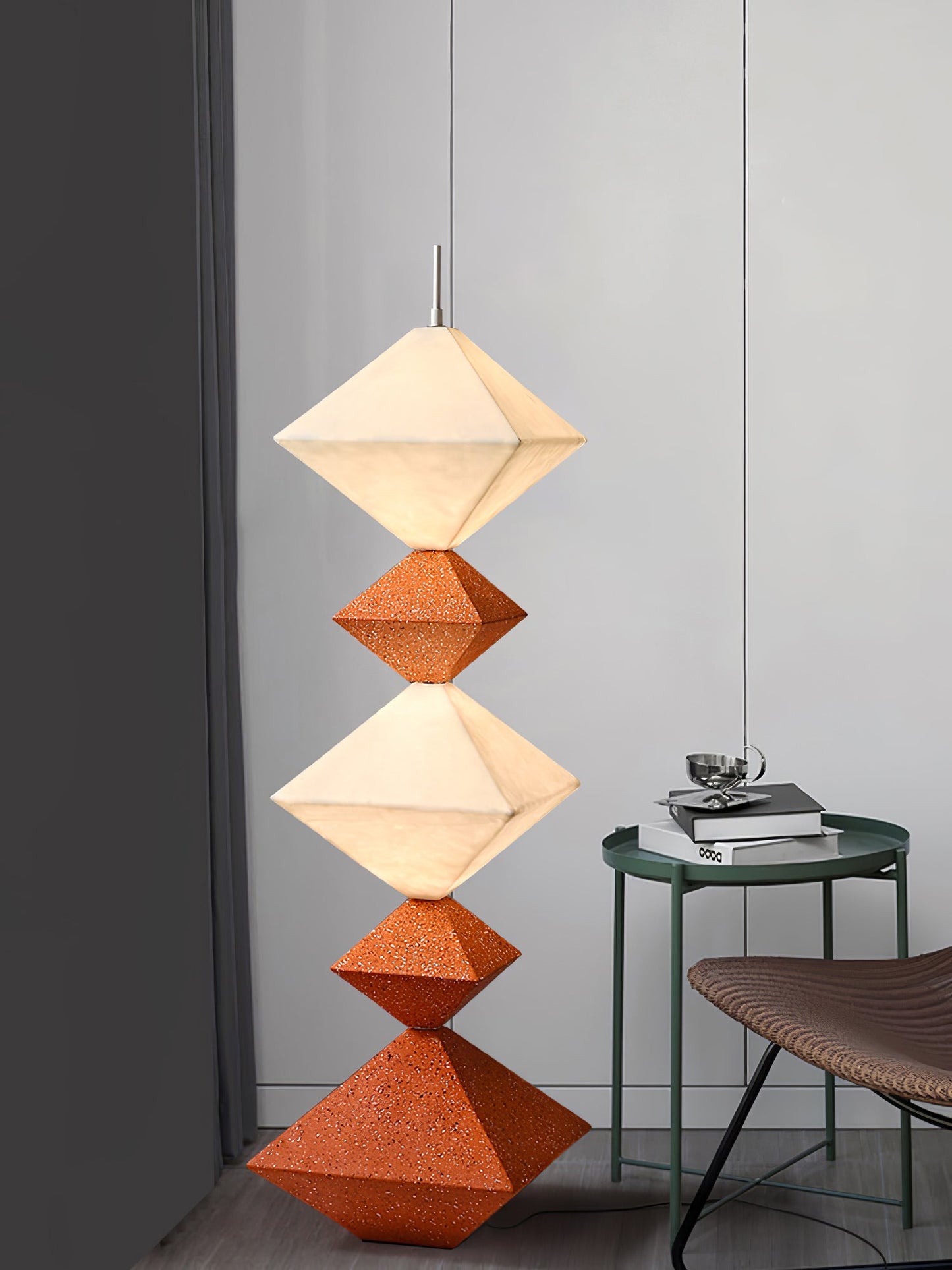 Rhombus Cube Floor Lamp with LED Light, Dimmable, Indoor