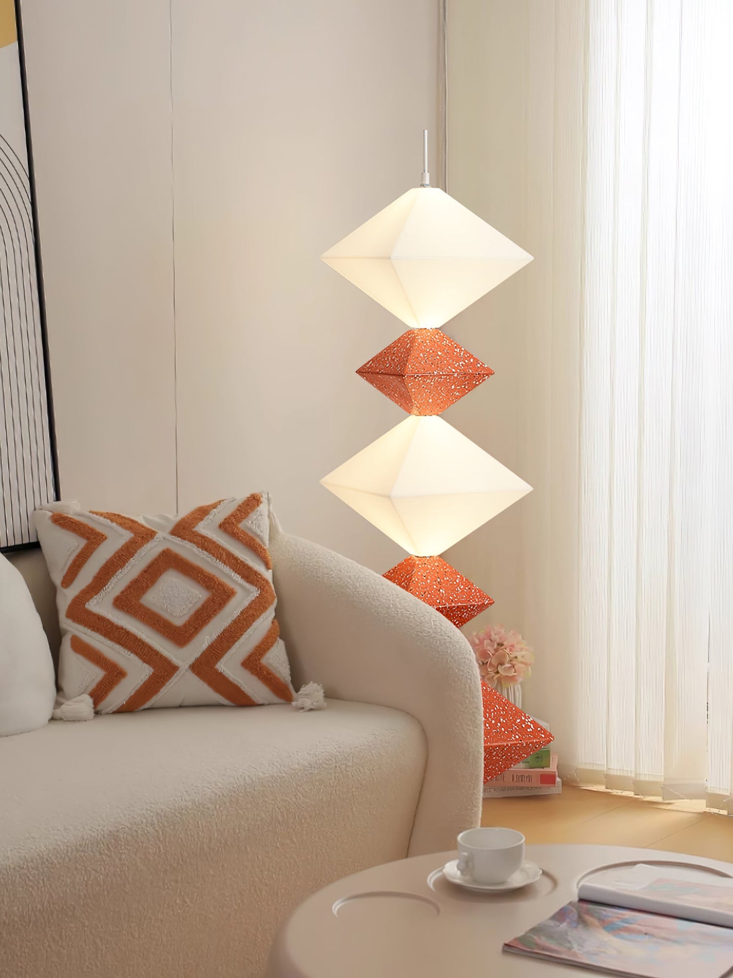 Rhombus Cube Floor Lamp with LED Light, Dimmable, Indoor