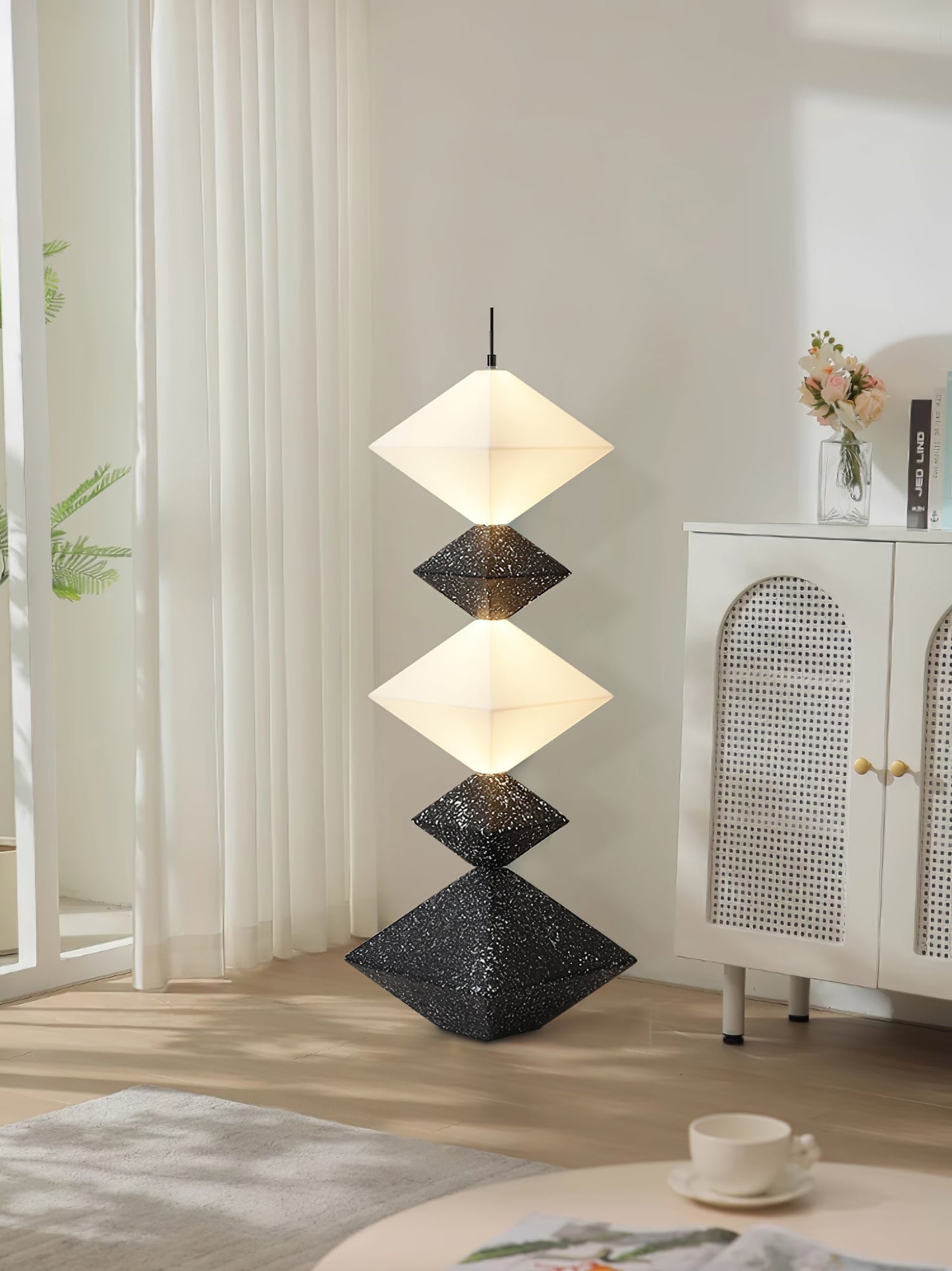 Rhombus Cube Floor Lamp with LED Light, Dimmable, Indoor