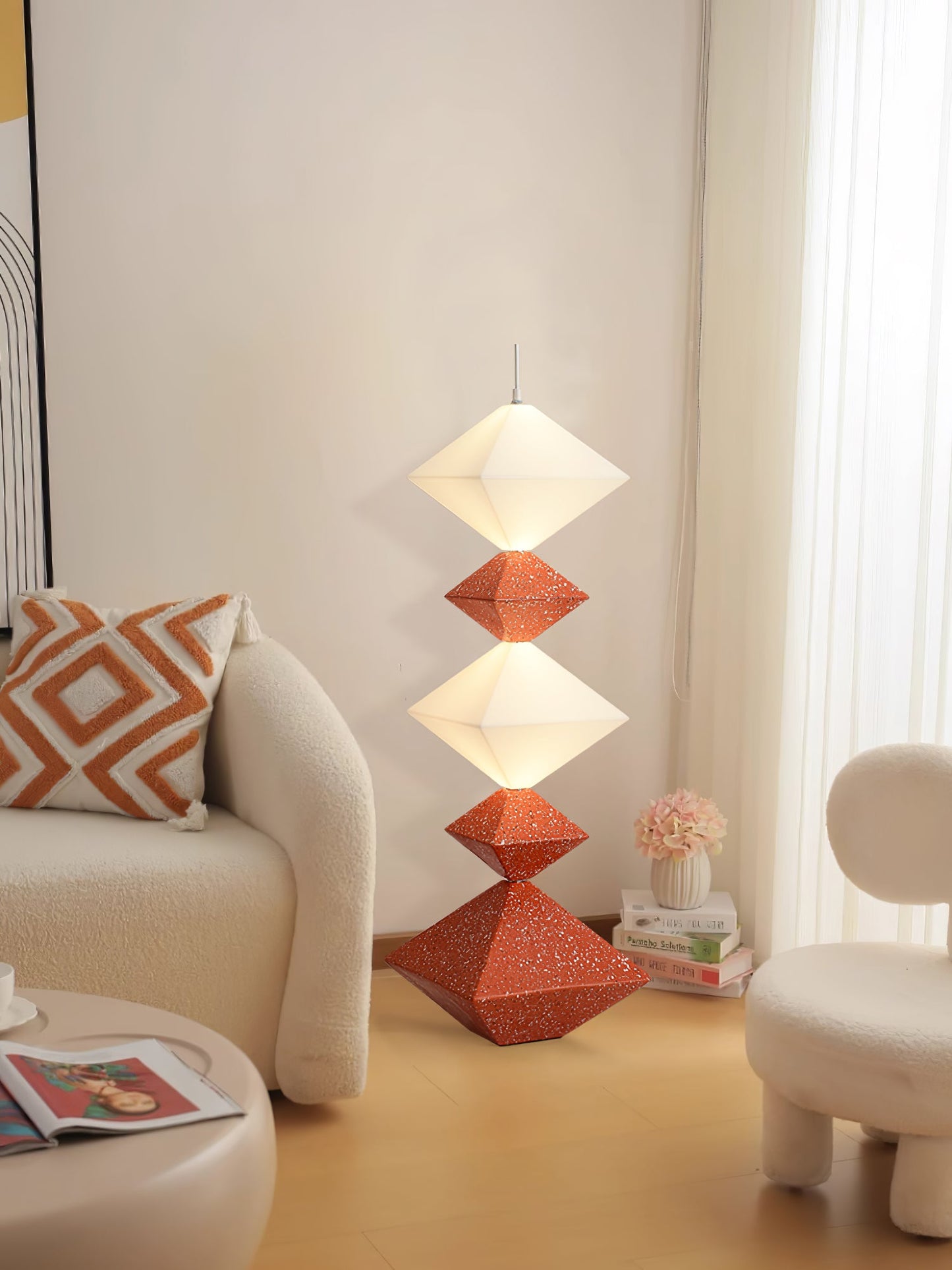 Rhombus Cube Floor Lamp with LED Light, Dimmable, Indoor