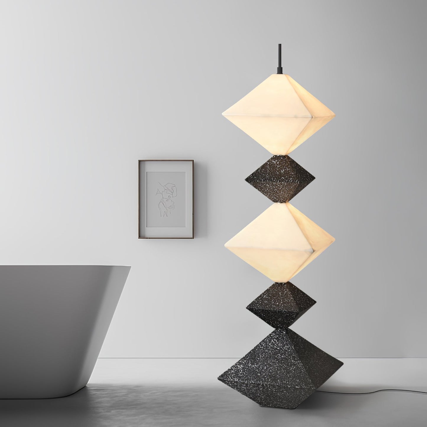 Rhombus Cube Floor Lamp with LED Light, Dimmable, Indoor