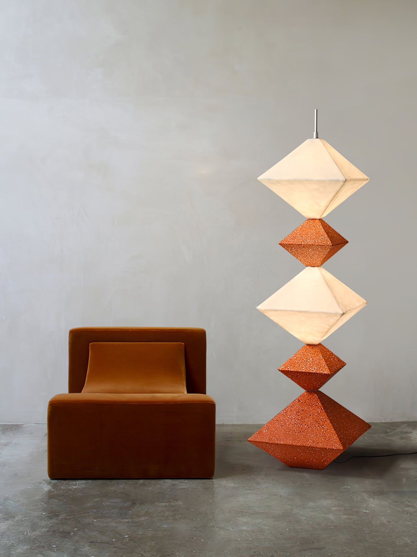 Rhombus Cube Floor Lamp with LED Light, Dimmable, Indoor