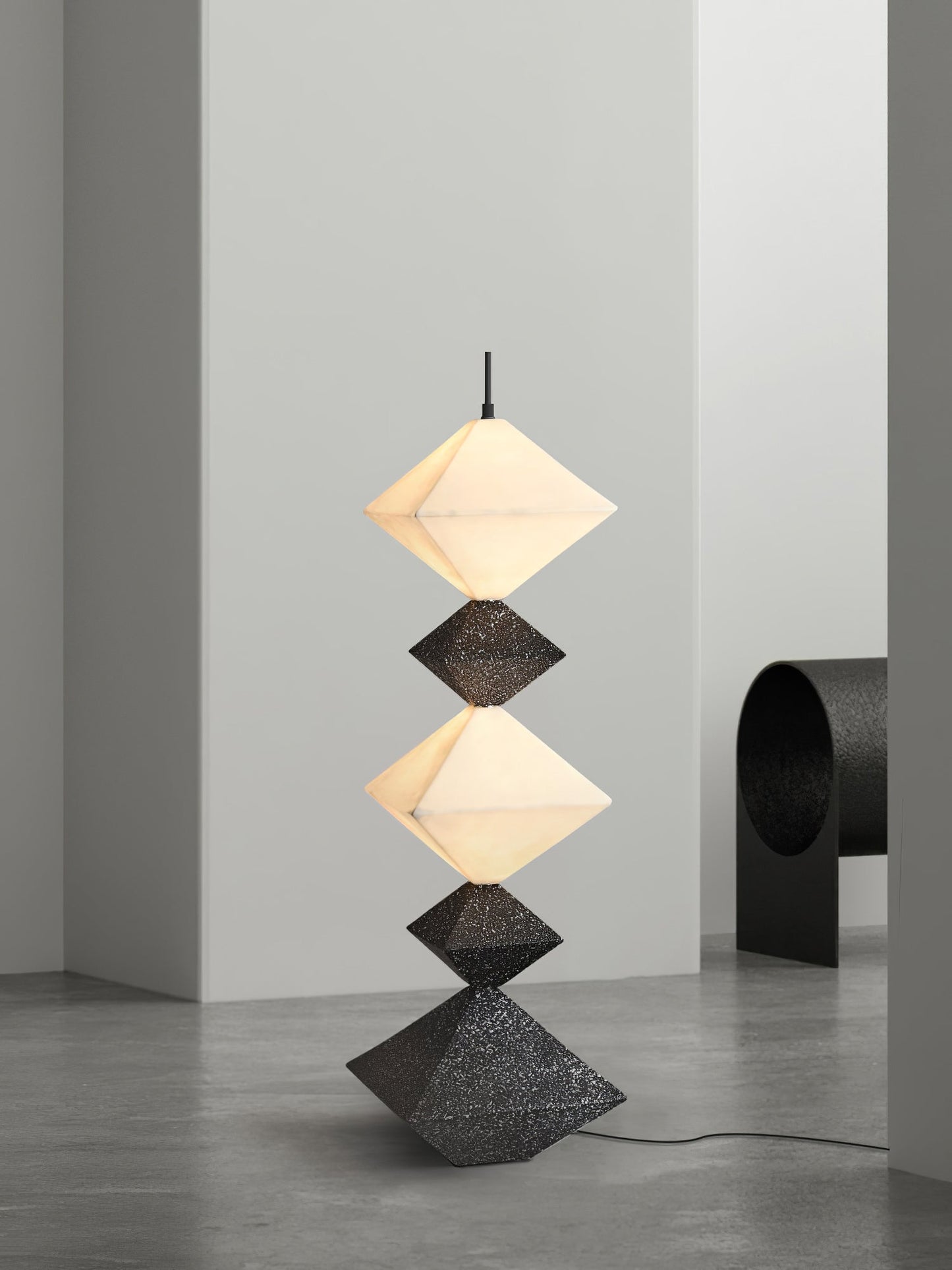 Rhombus Cube Floor Lamp with LED Light, Dimmable, Indoor