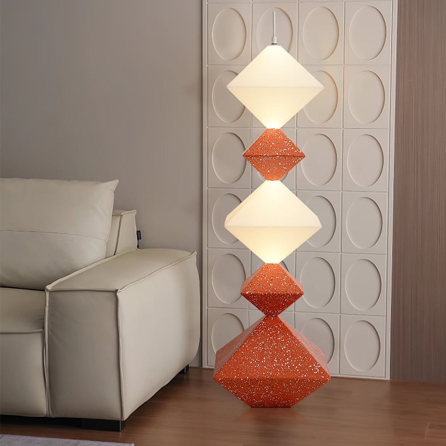 Rhombus Cube Floor Lamp with LED Light, Dimmable, Indoor