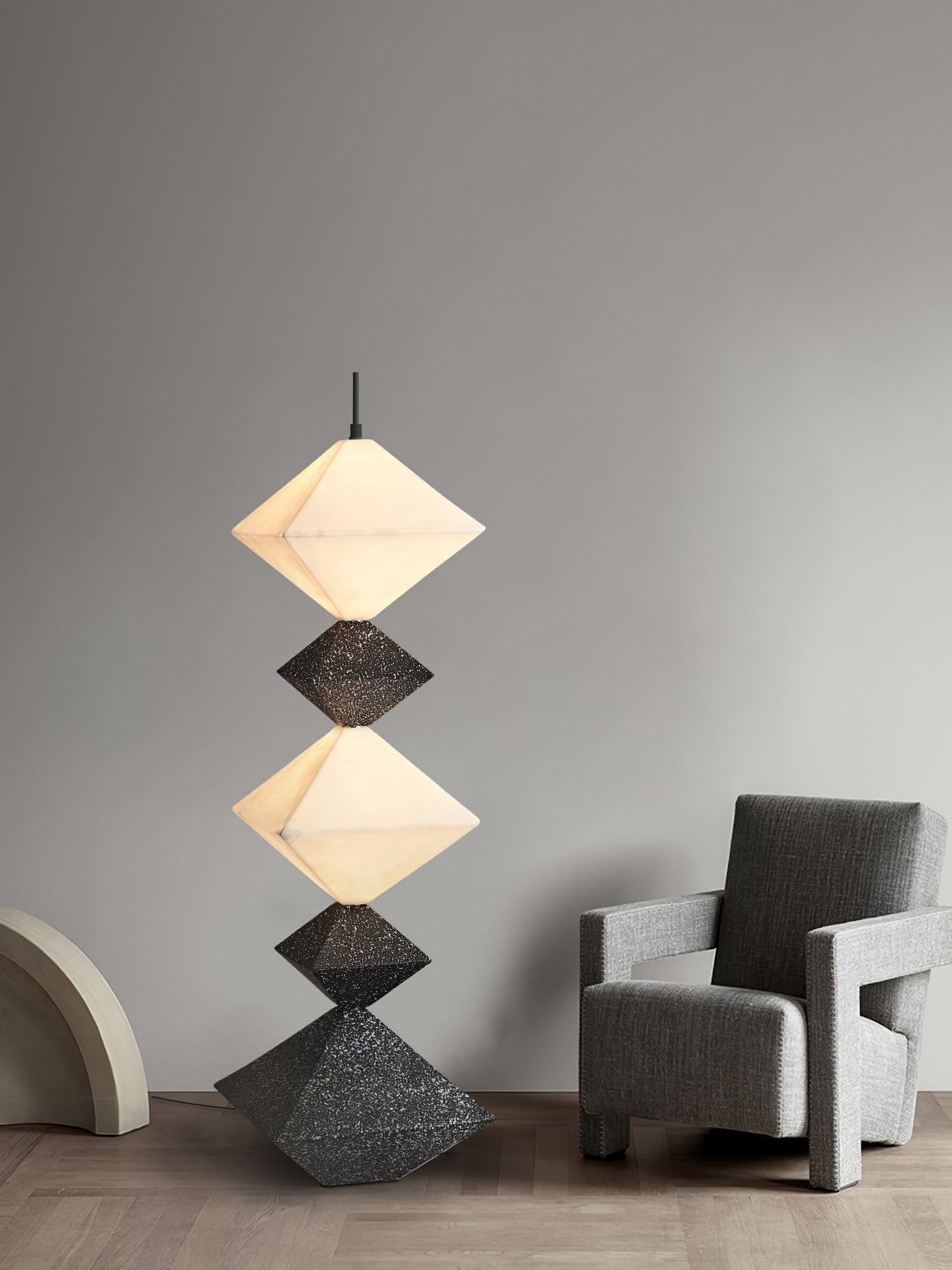 Rhombus Cube Floor Lamp with LED Light, Dimmable, Indoor