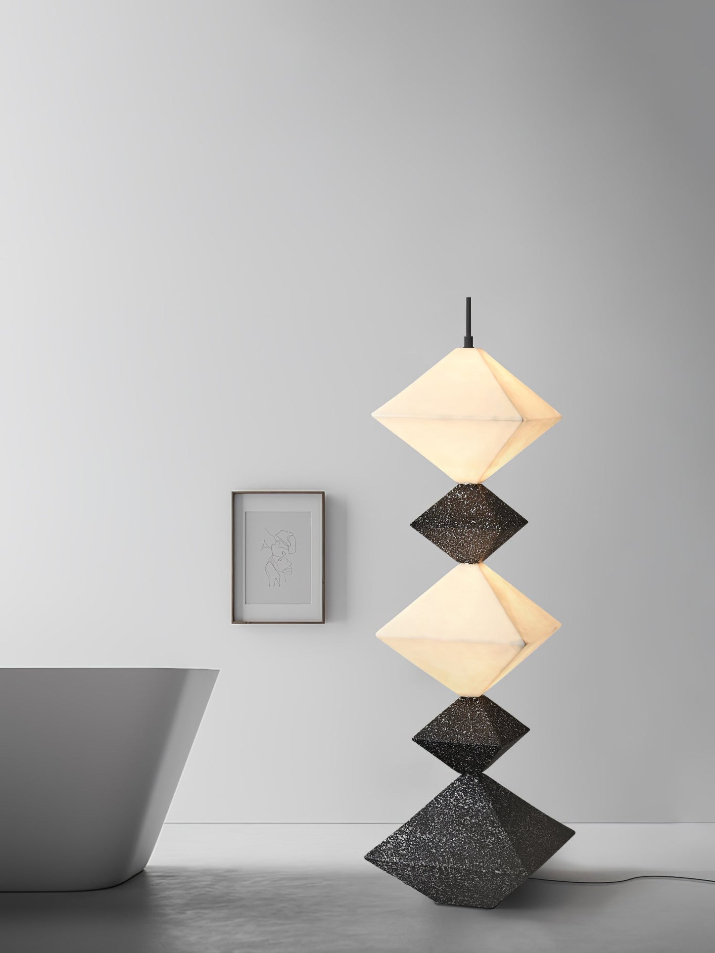 Rhombus Cube Floor Lamp with LED Light, Dimmable, Indoor
