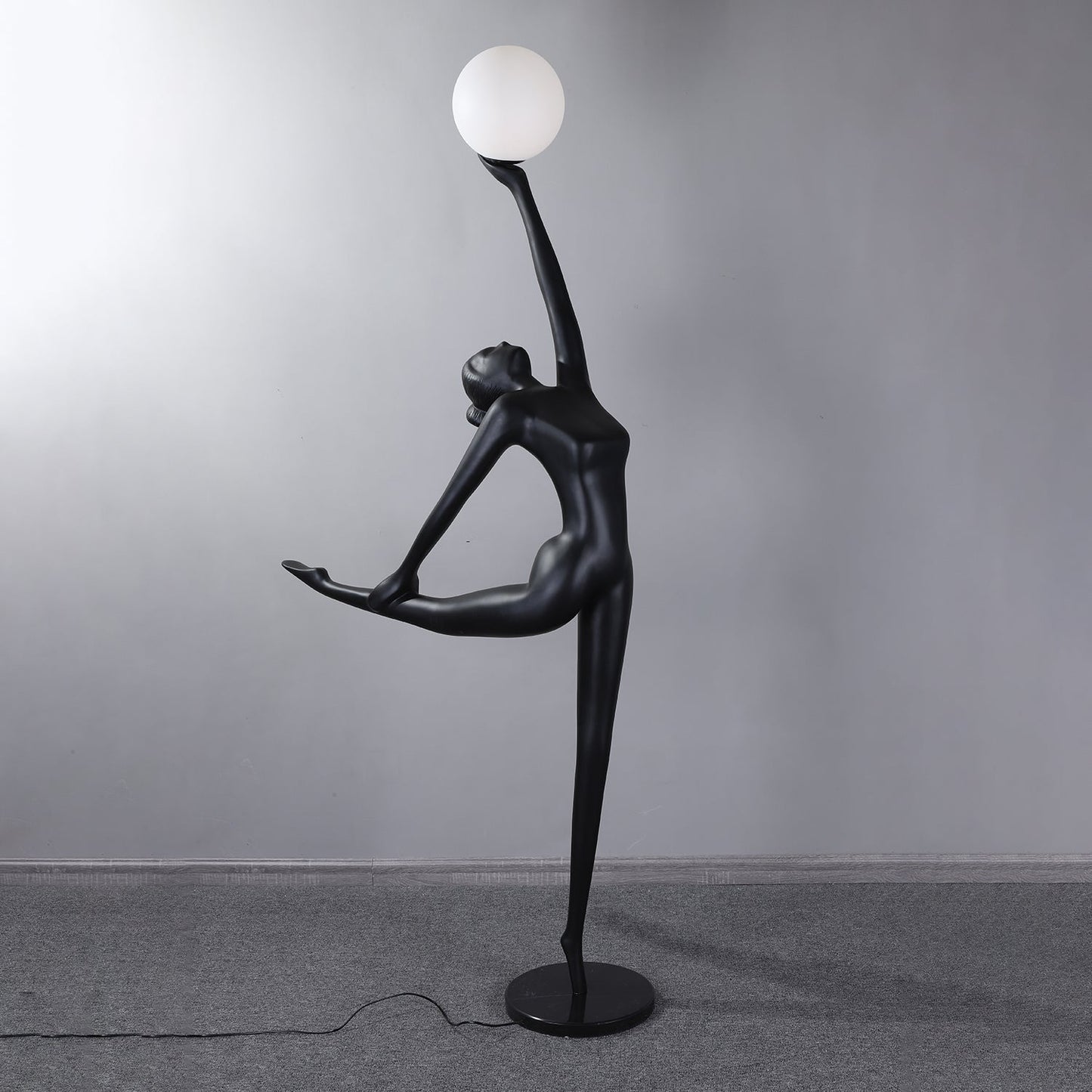 Rhythmic Gymnast Sculpture Floor Lamp LED Black Art Design