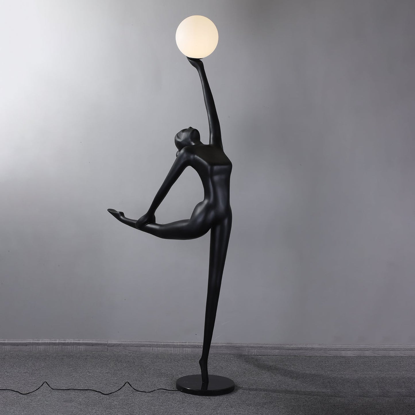 Rhythmic Gymnast Sculpture Floor Lamp LED Black Art Design