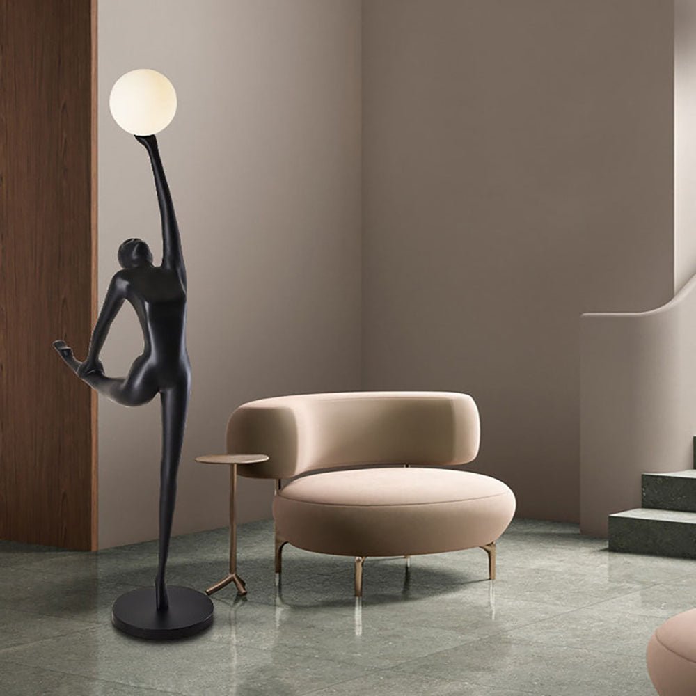 Rhythmic Gymnast Sculpture Floor Lamp LED Black Art Design