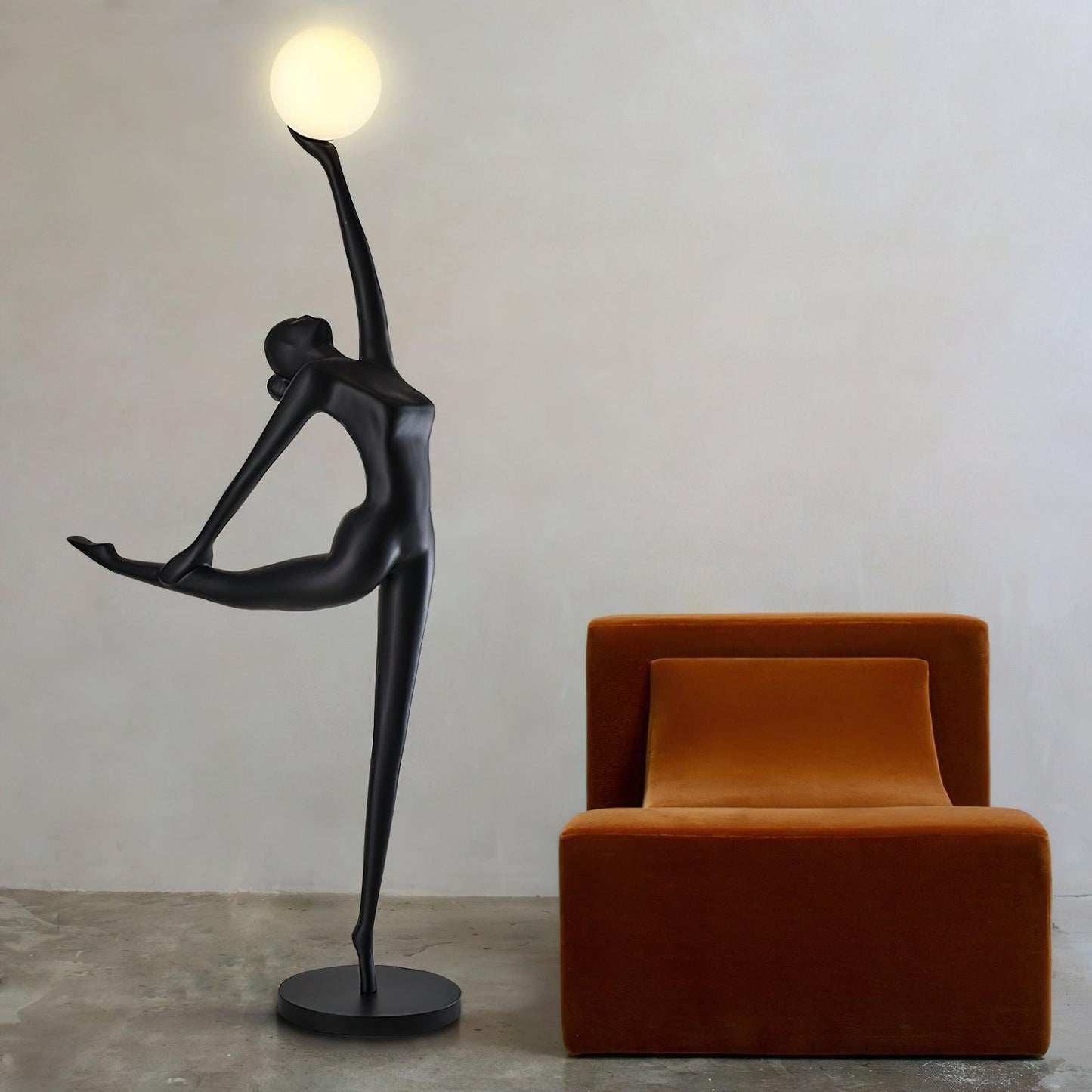 Rhythmic Gymnast Sculpture Floor Lamp LED Black Art Design