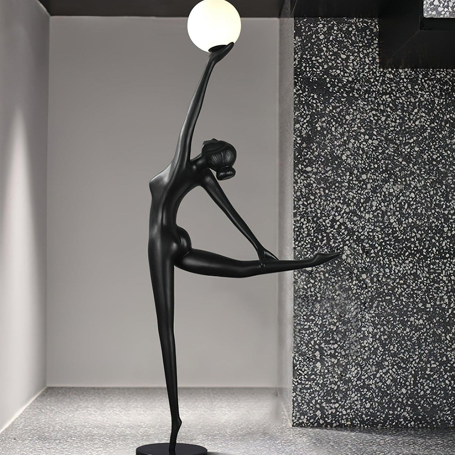 Rhythmic Gymnast Sculpture Floor Lamp LED Black Art Design