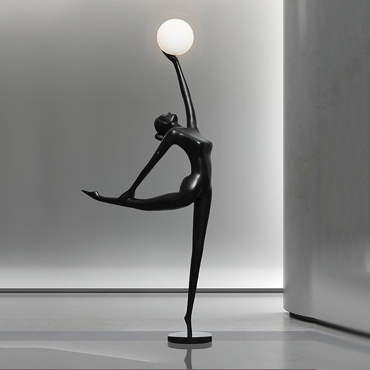 Rhythmic Gymnast Sculpture Floor Lamp LED Black Art Design