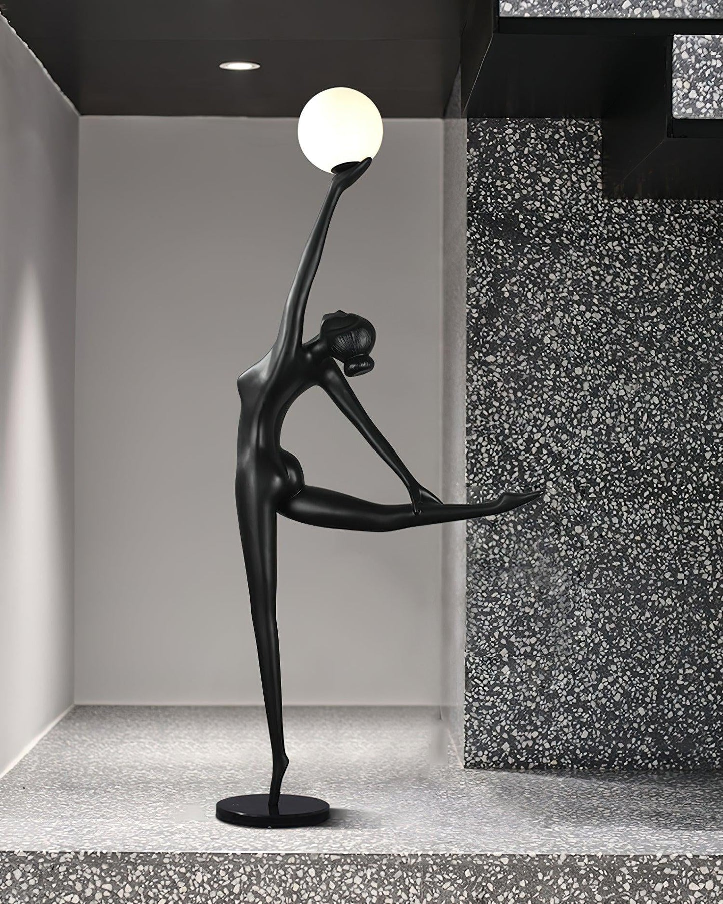 Rhythmic Gymnast Sculpture Floor Lamp LED Black Art Design