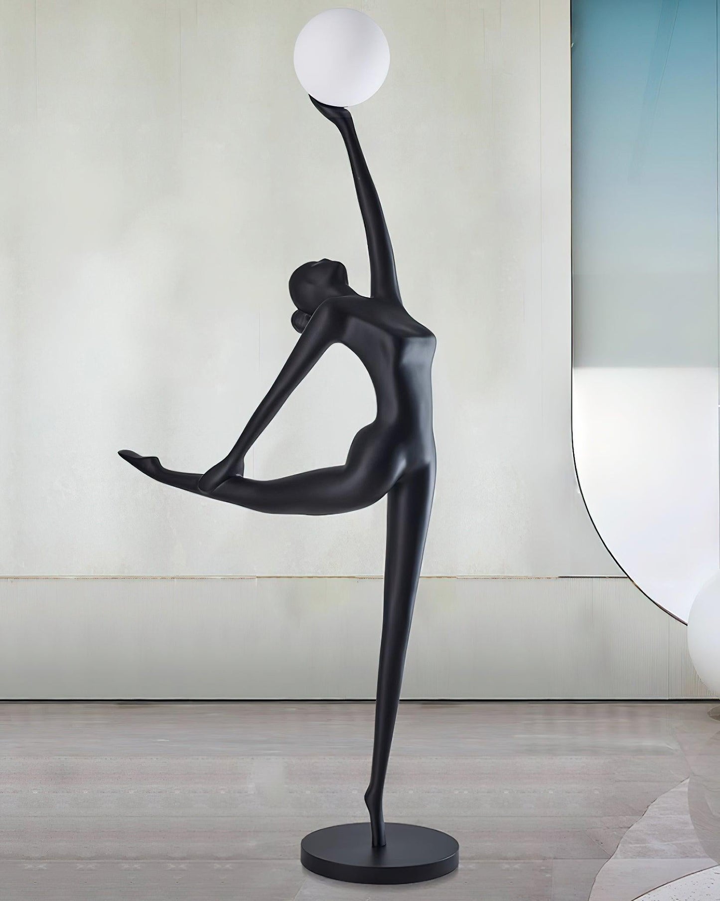 Rhythmic Gymnast Sculpture Floor Lamp LED Black Art Design