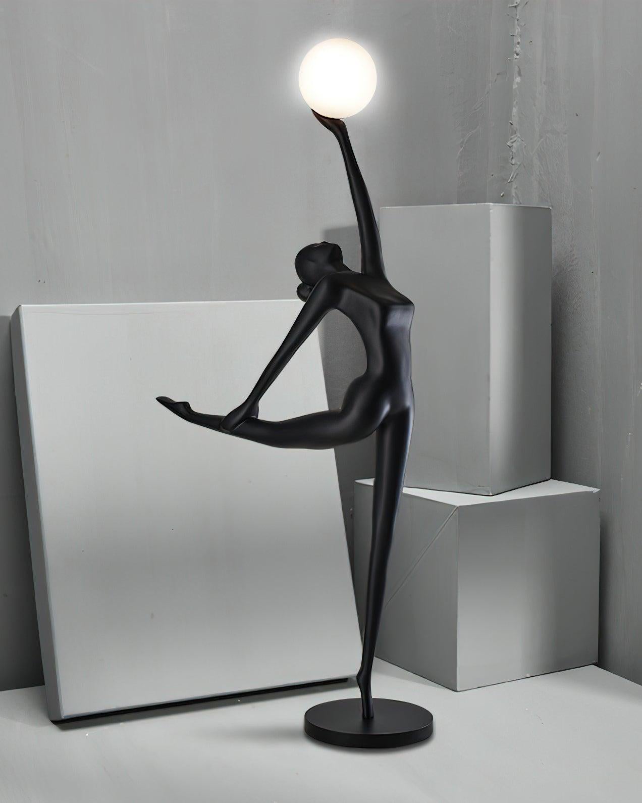 Rhythmic Gymnast Sculpture Floor Lamp LED Black Art Design