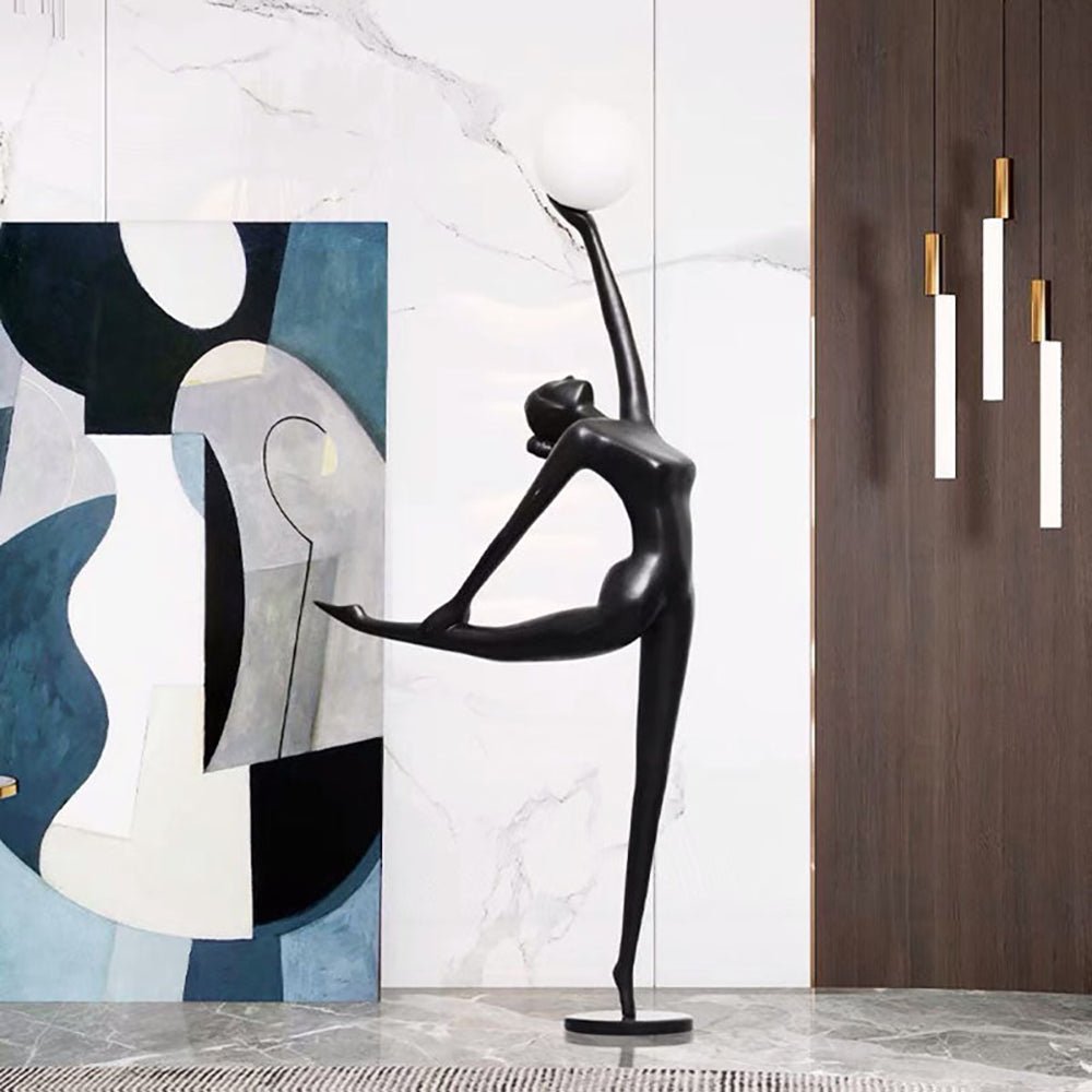 Rhythmic Gymnast Sculpture Floor Lamp LED Black Art Design