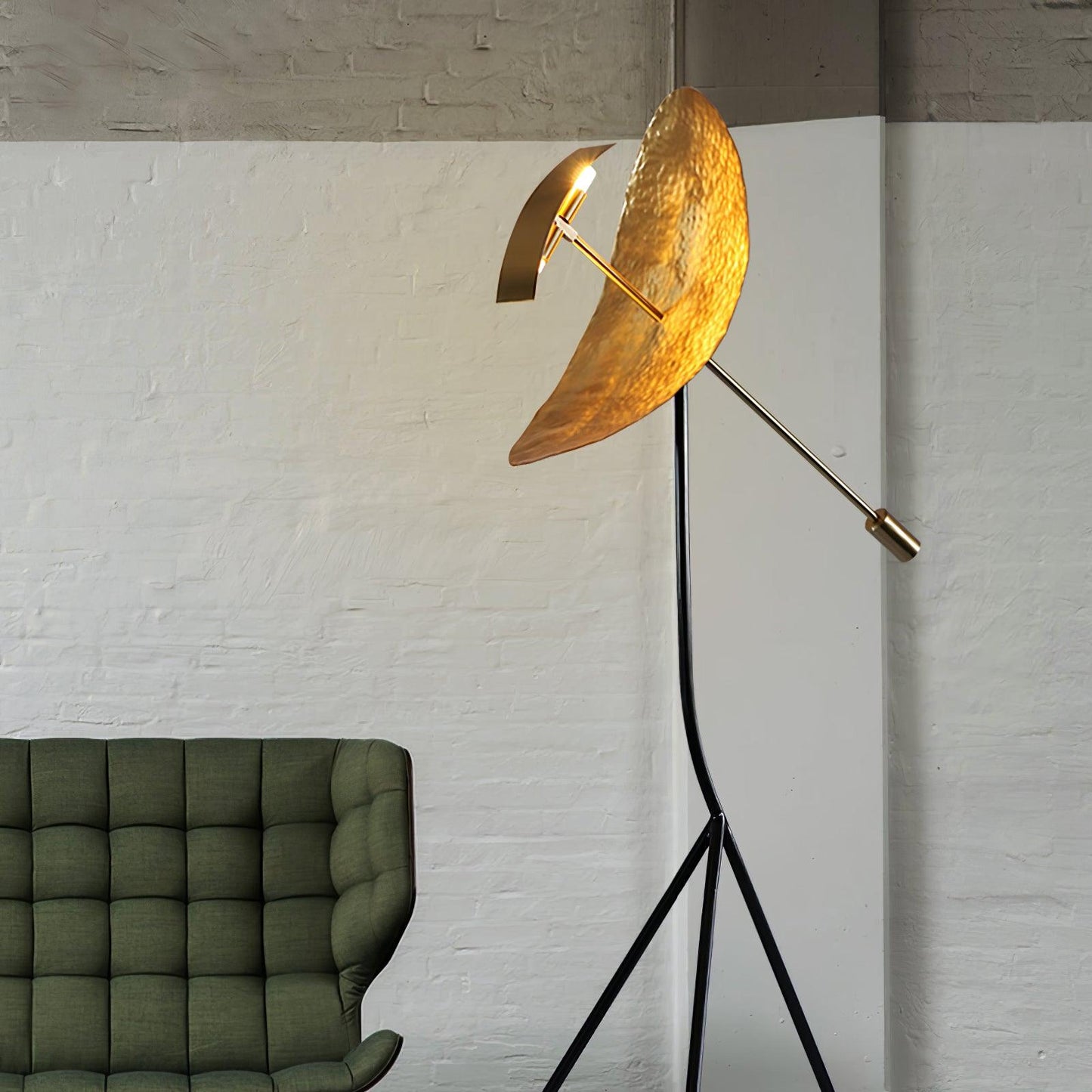 Ribot Floor Lamp LED Indoor Tripod Light - Gold Metal Design