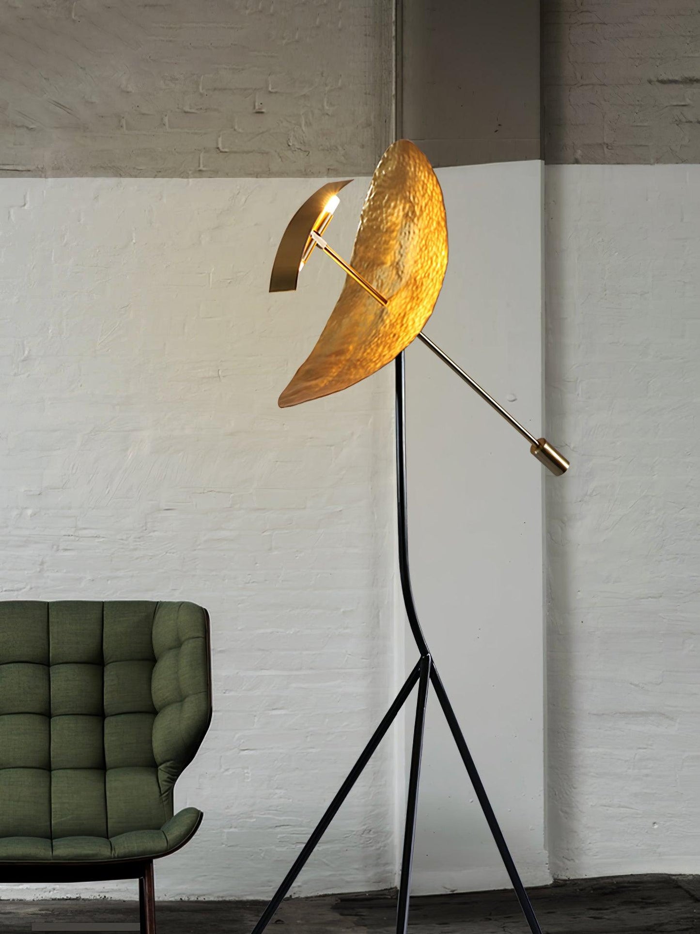 Ribot Floor Lamp LED Indoor Tripod Light - Gold Metal Design