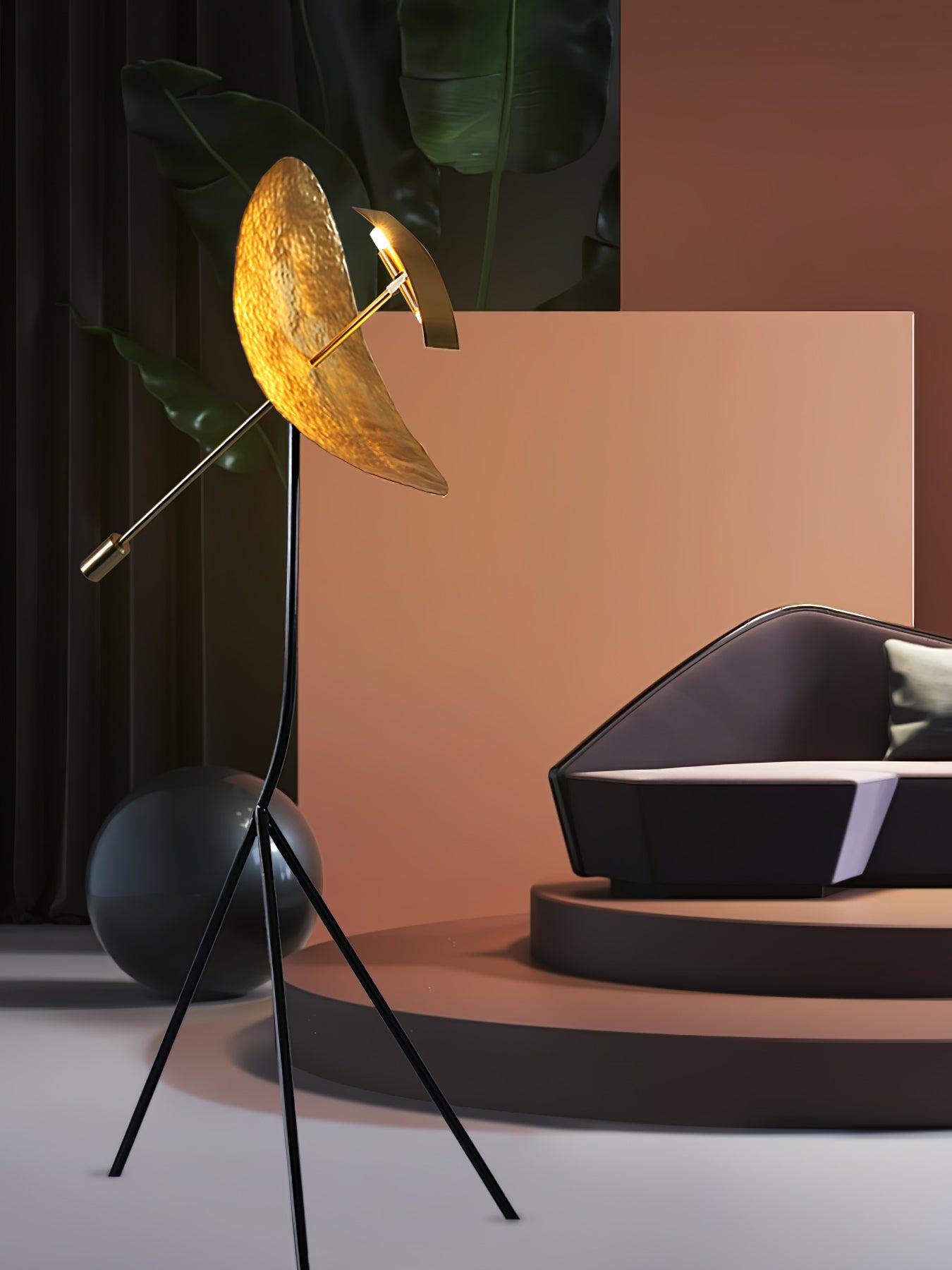 Ribot Floor Lamp LED Indoor Tripod Light - Gold Metal Design