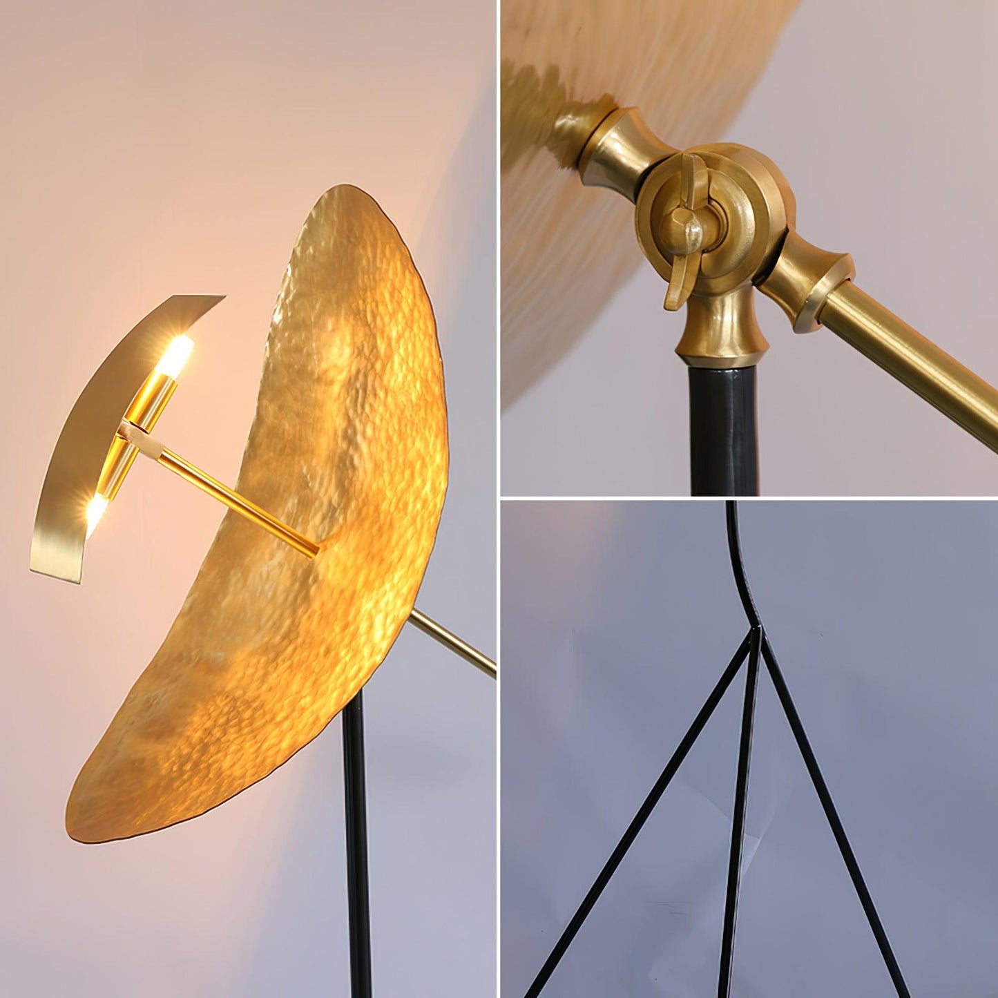 Ribot Floor Lamp LED Indoor Tripod Light - Gold Metal Design