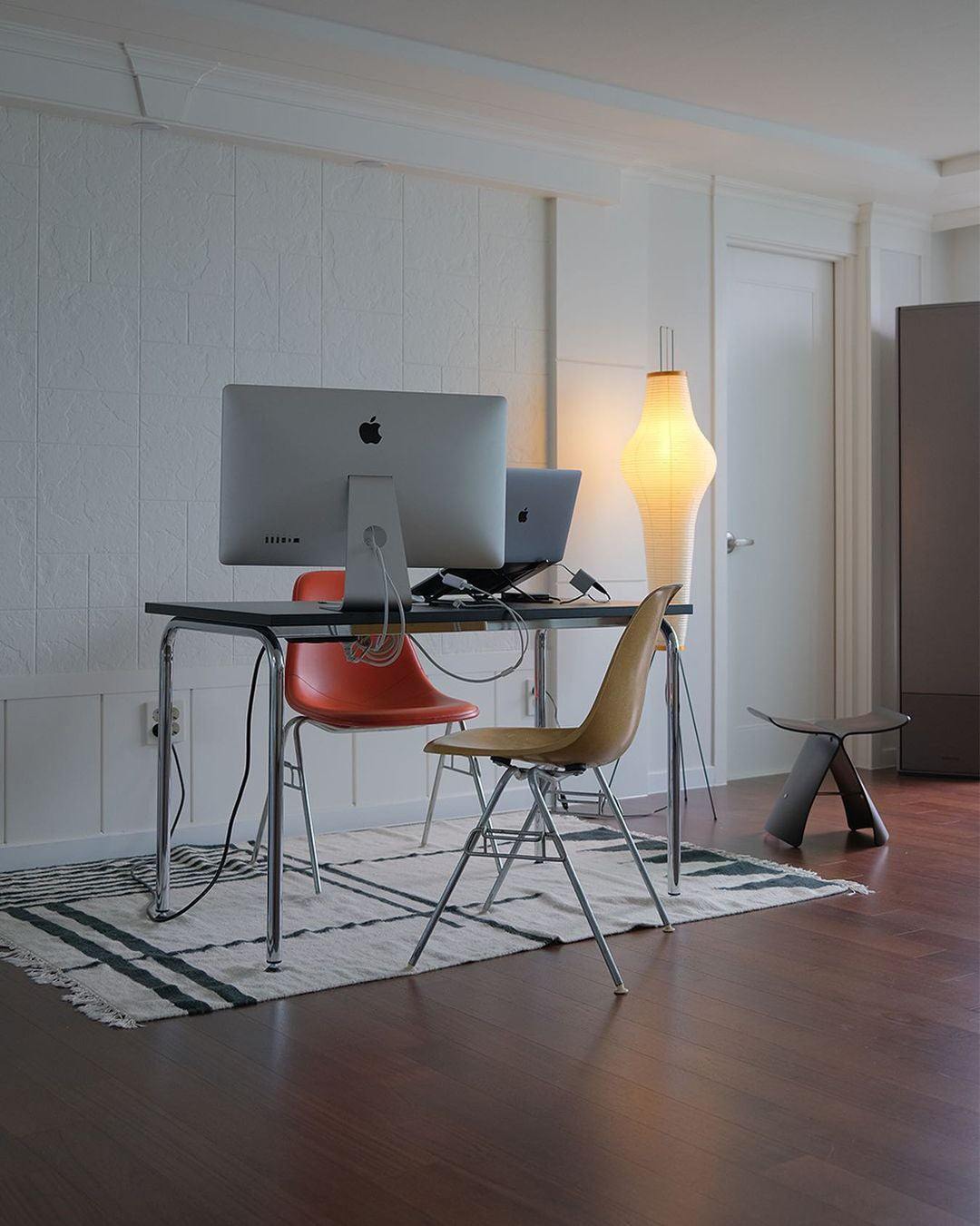 Rice Paper Floor Lamp - Indoor LED Lantern Design, Black