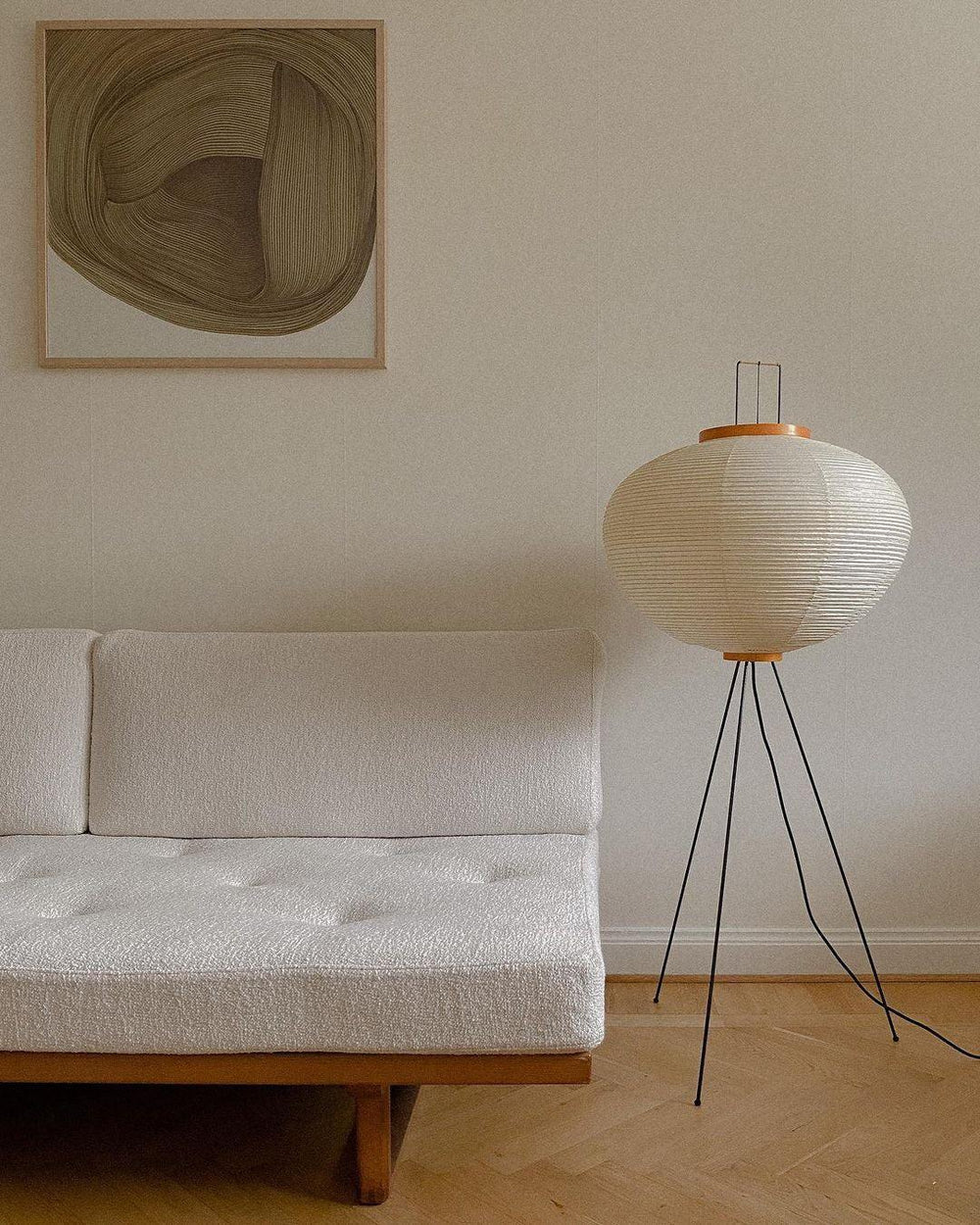 Rice Paper Floor Lamp - Indoor LED Lantern Design, Black