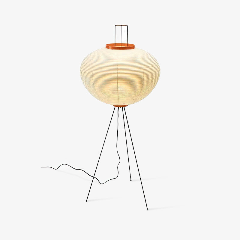 Rice Paper Floor Lamp - Indoor LED Lantern Design, Black