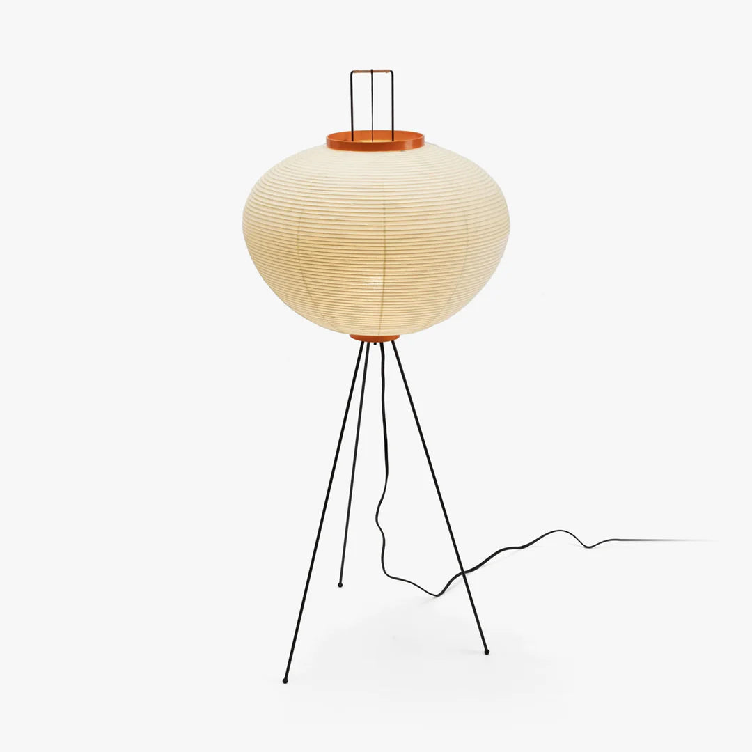 Rice Paper Floor Lamp - Indoor LED Lantern Design, Black