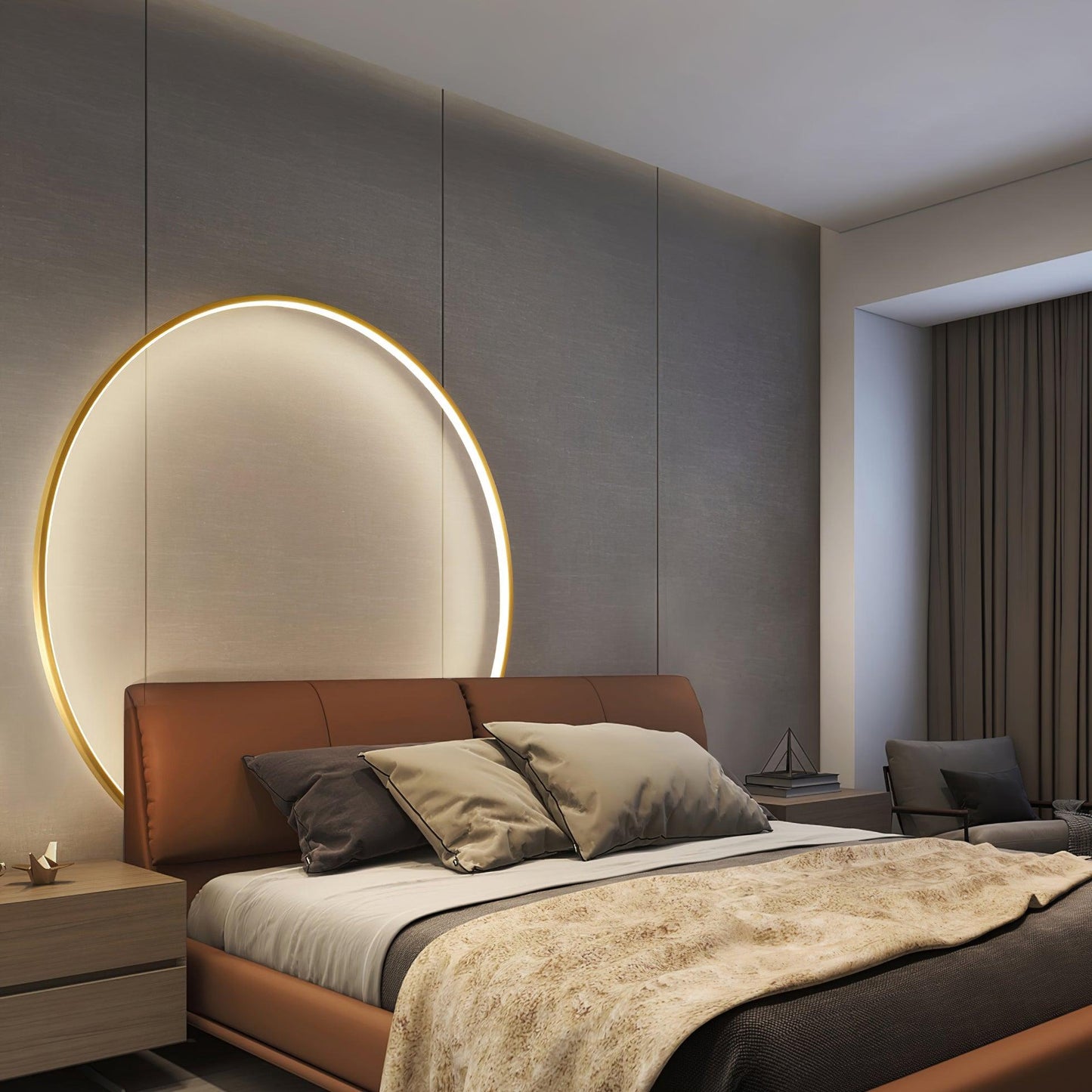 Ring Shaped LED Wall Light - Brass Finish, Energy Efficient