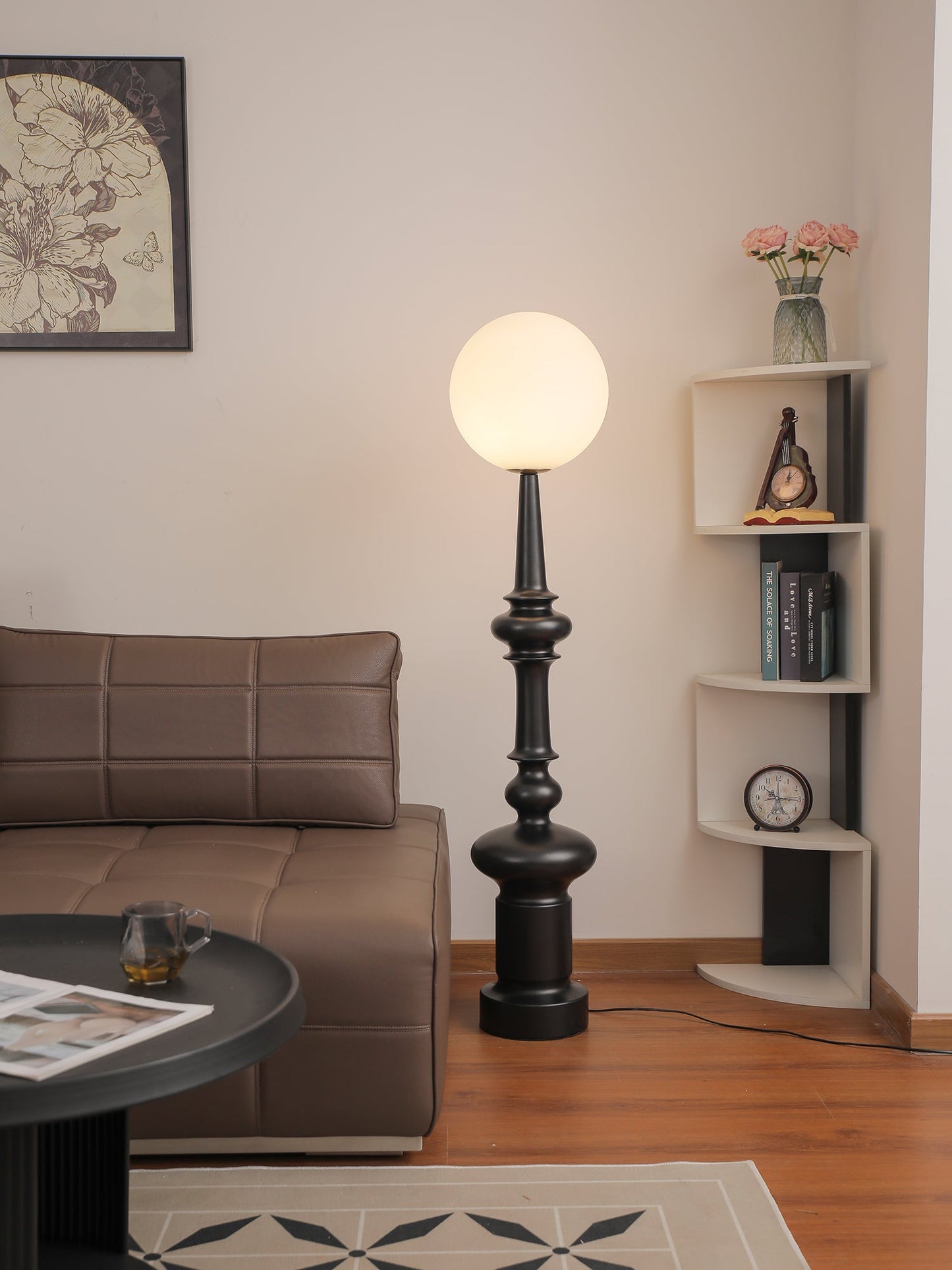 Roman Column Floor Lamp with LED Light, Indoor Elegant Design