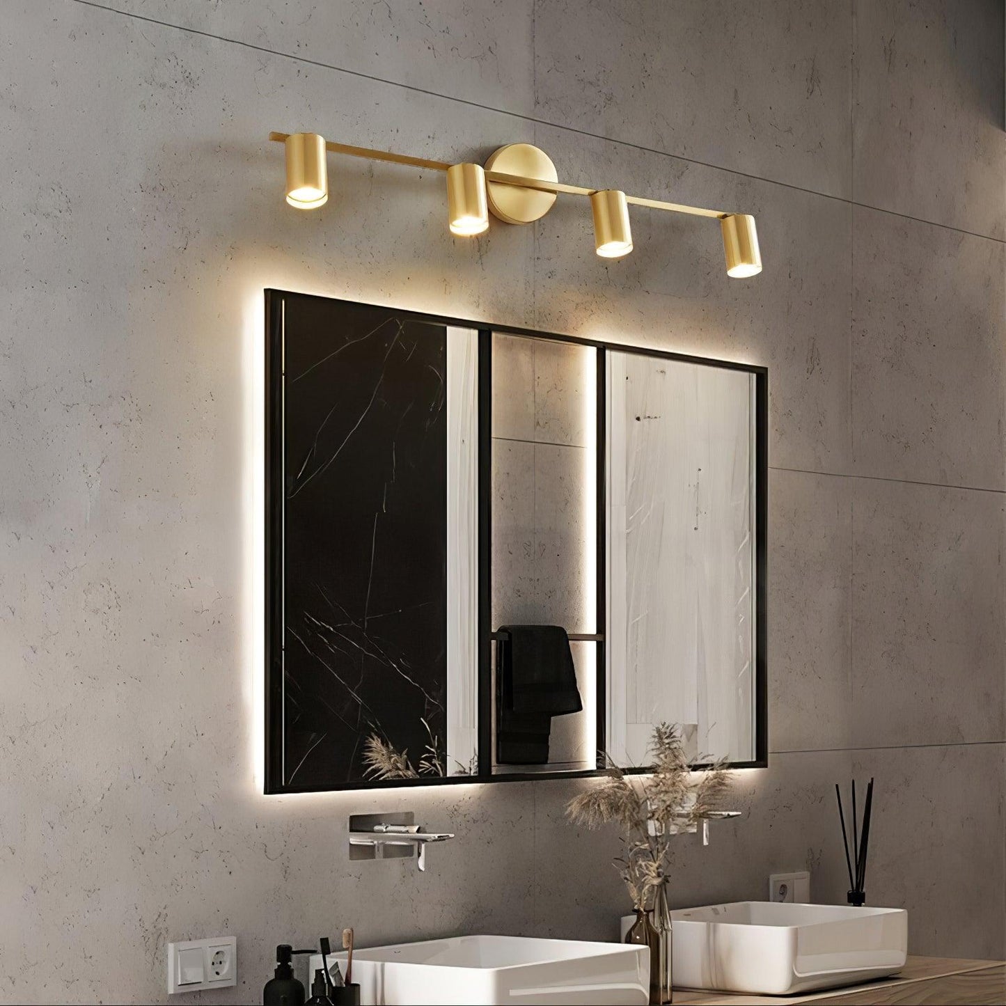 Rotatable Spotlight Wall Light - LED, Brass, 2-4 Heads