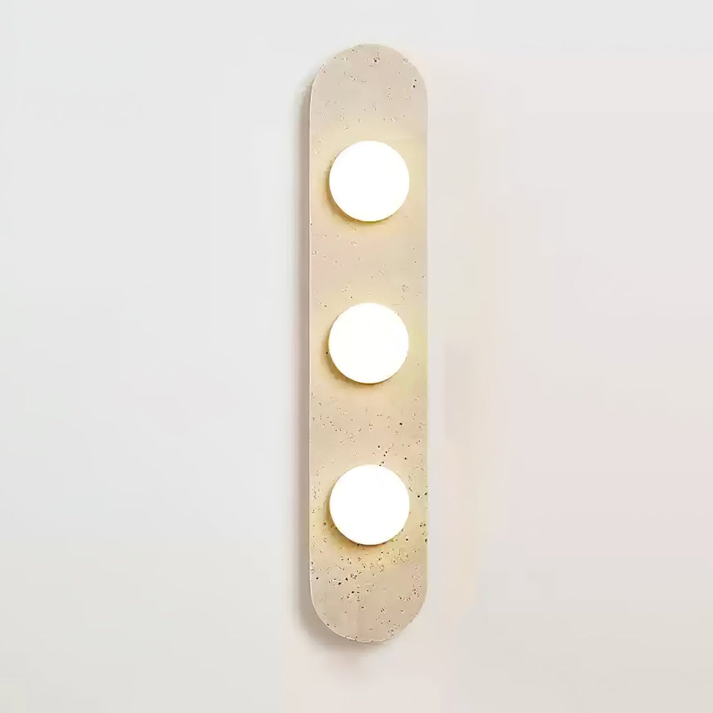 Rounded Travertine Wall Sconce with LED Glass Globes