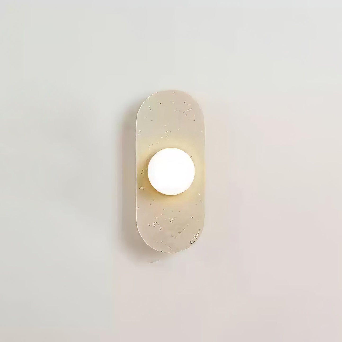 Rounded Travertine Wall Sconce with LED Glass Globes
