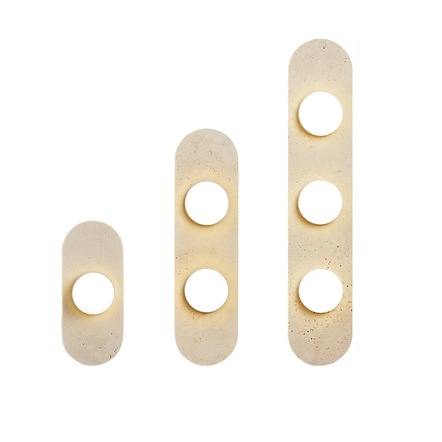 Rounded Travertine Wall Sconce with LED Glass Globes