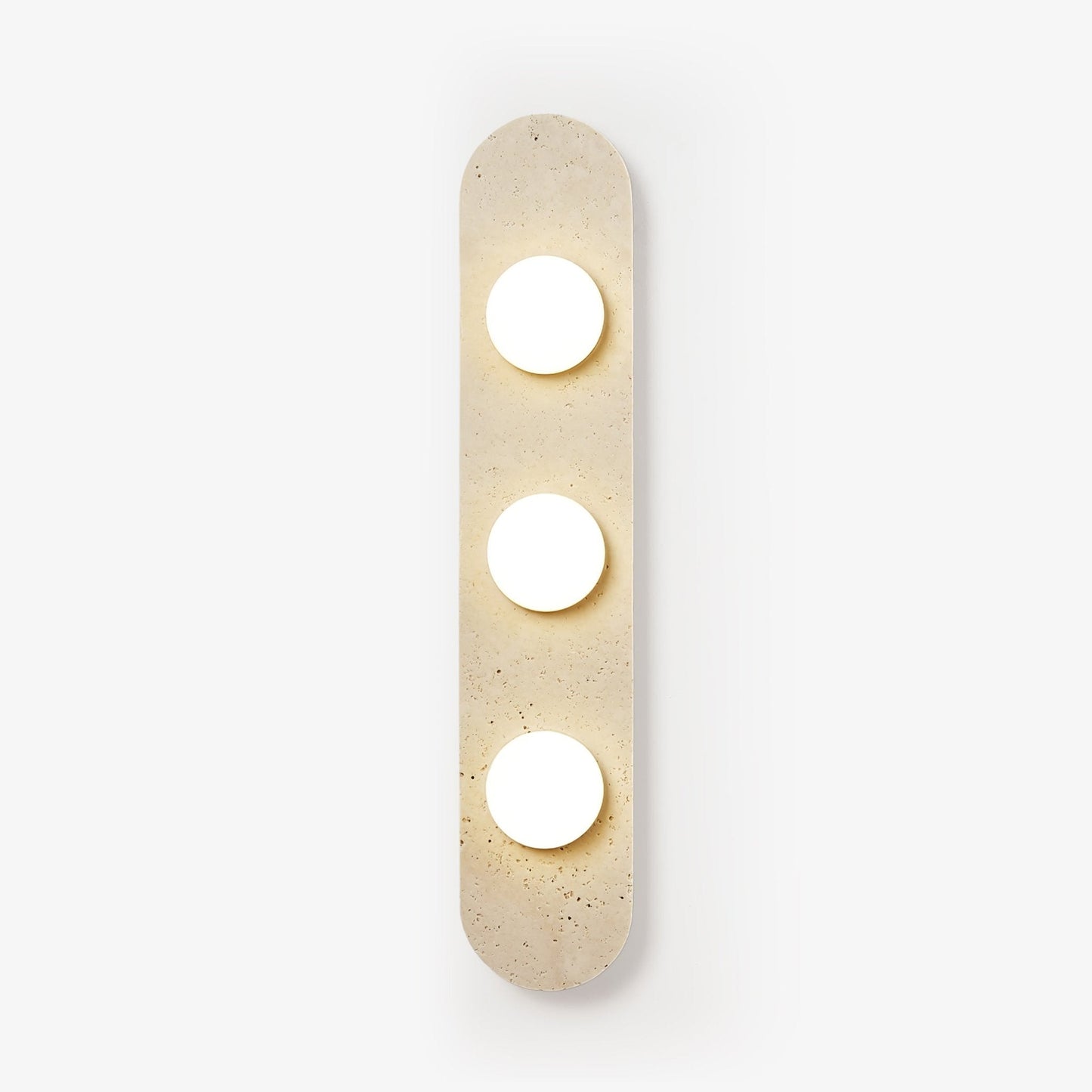 Rounded Travertine Wall Sconce with LED Glass Globes