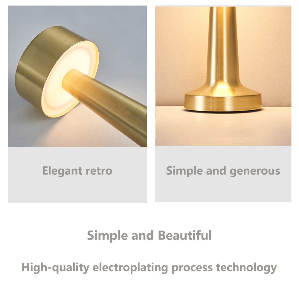 Rechargeable LED Table Lamp - Cordless Touch Lamp with Adjustable Brightness