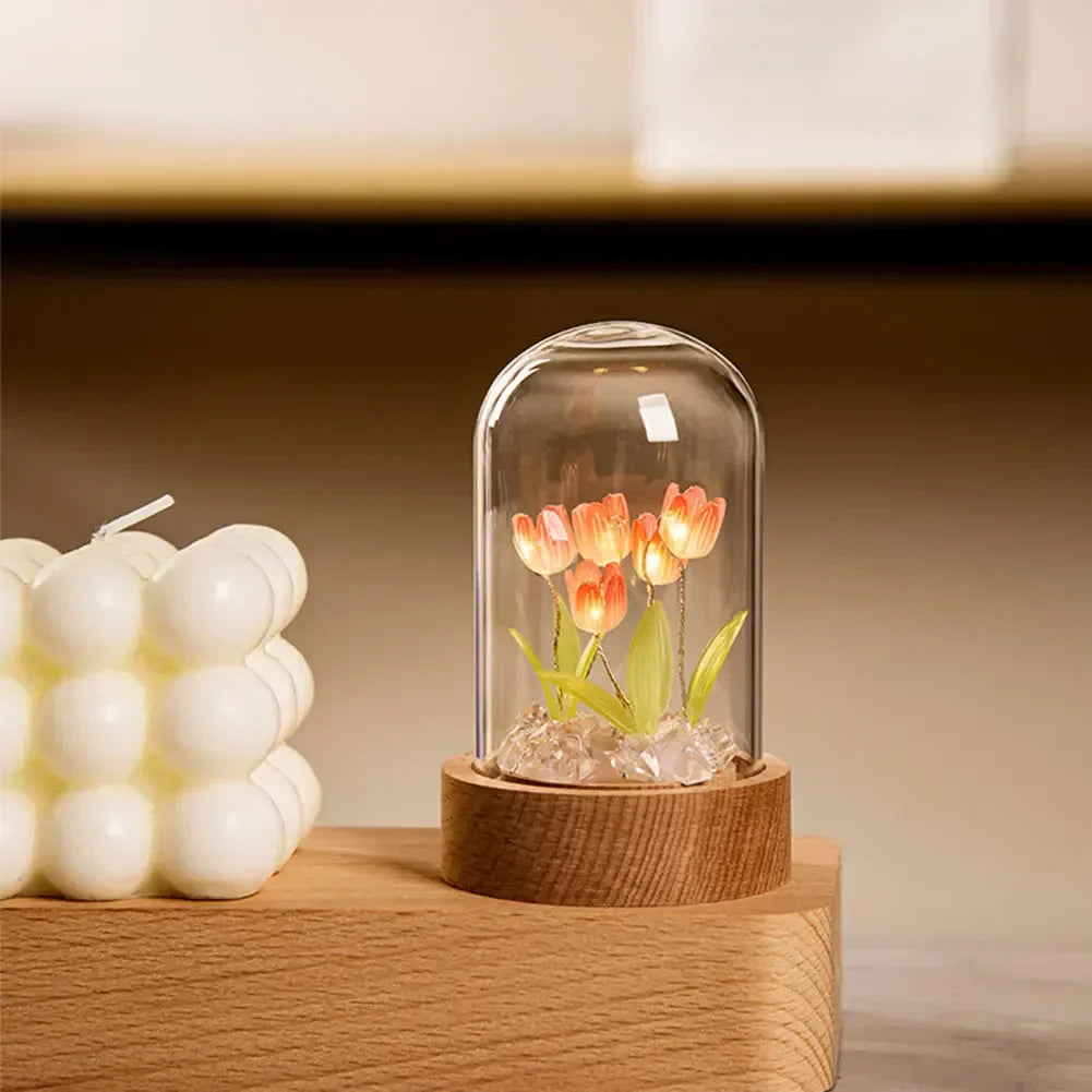 Handmade Tulip Night Lamp with Elegant Glass Cover - TulipGlass