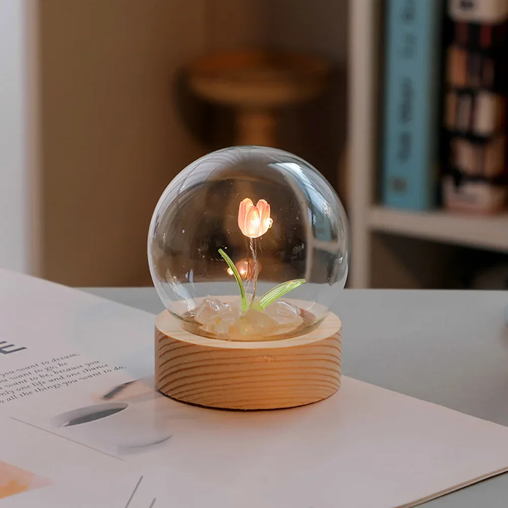 Handmade Tulip Night Lamp with Elegant Glass Cover - TulipGlass