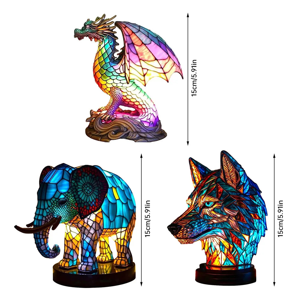 AnimalLustre Tier Stained Glass Lamp - Decorative Lighting