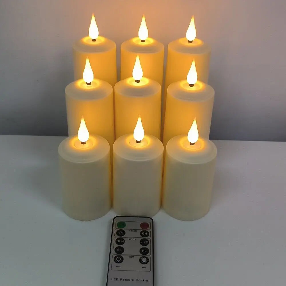 Waterproof LED Pillar Candles with Remote Control Set
