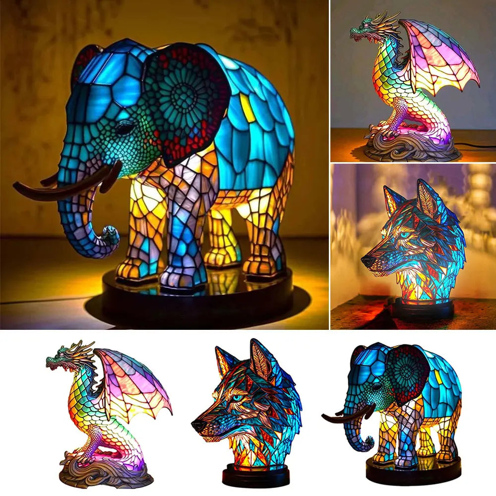 AnimalLustre Tier Stained Glass Lamp - Decorative Lighting